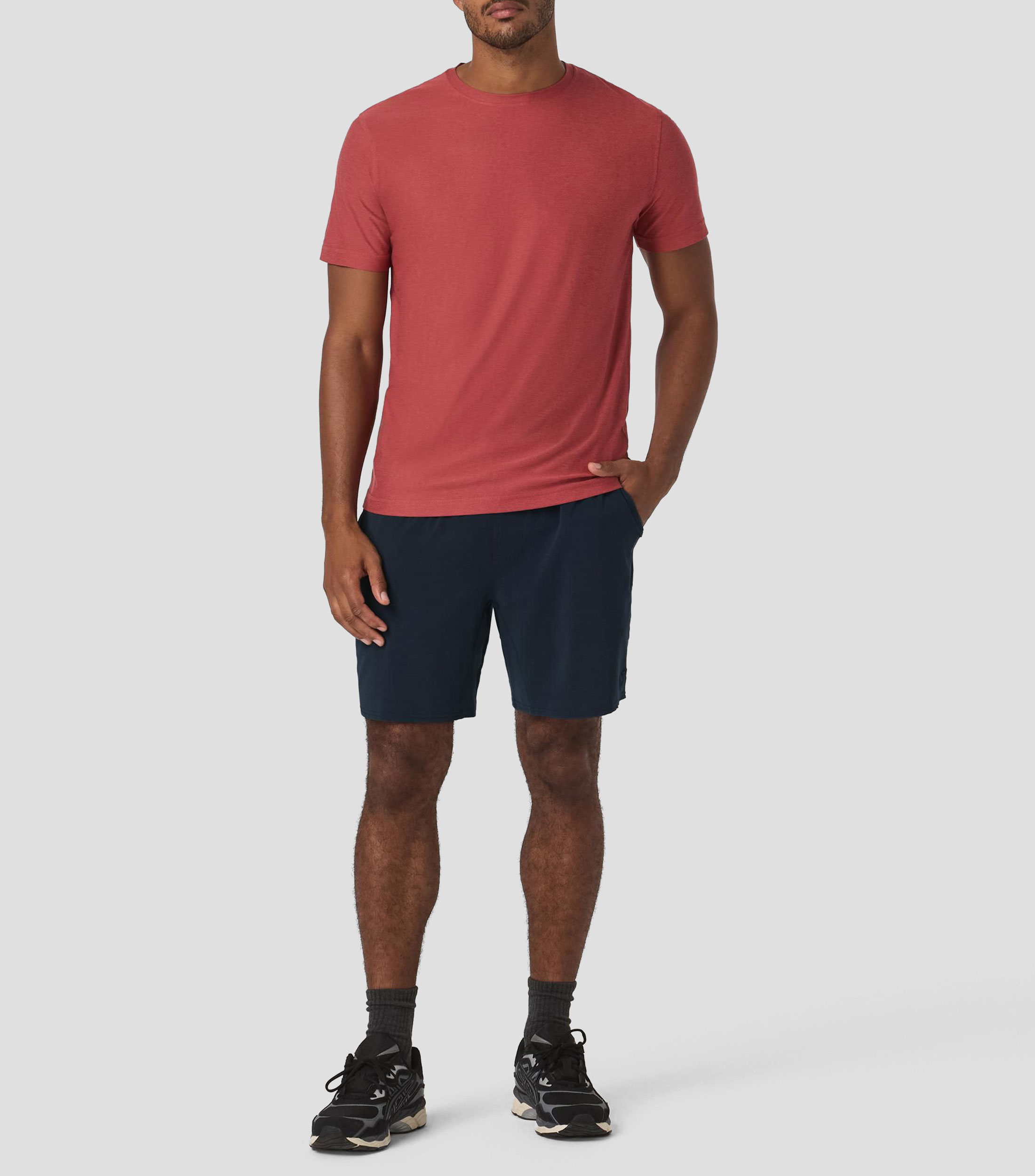 Playera para entrenamiento cuello redondo manga corta lisa Hombre