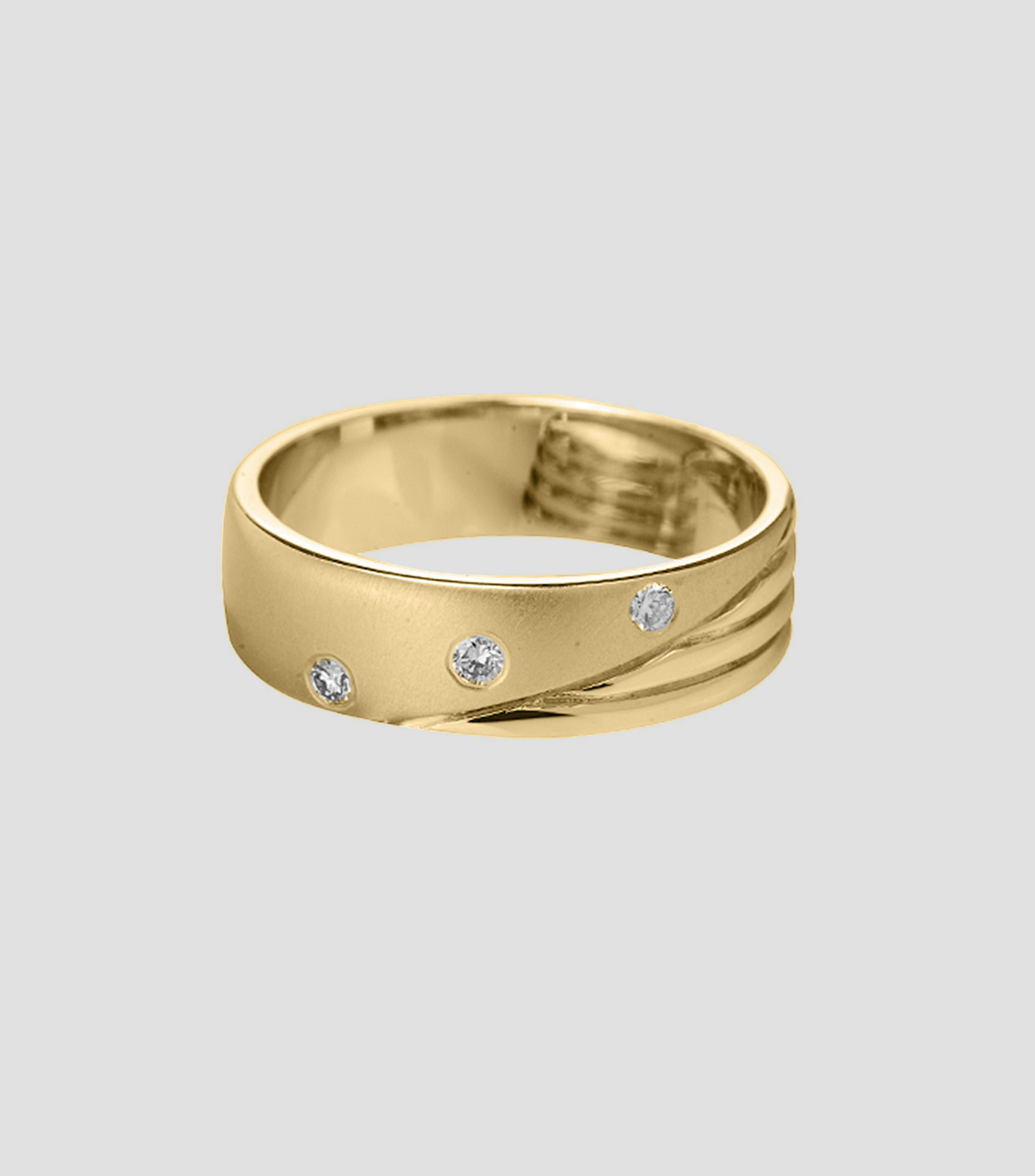 Argolla en oro amarillo 14 kilates con diamantes Hombre