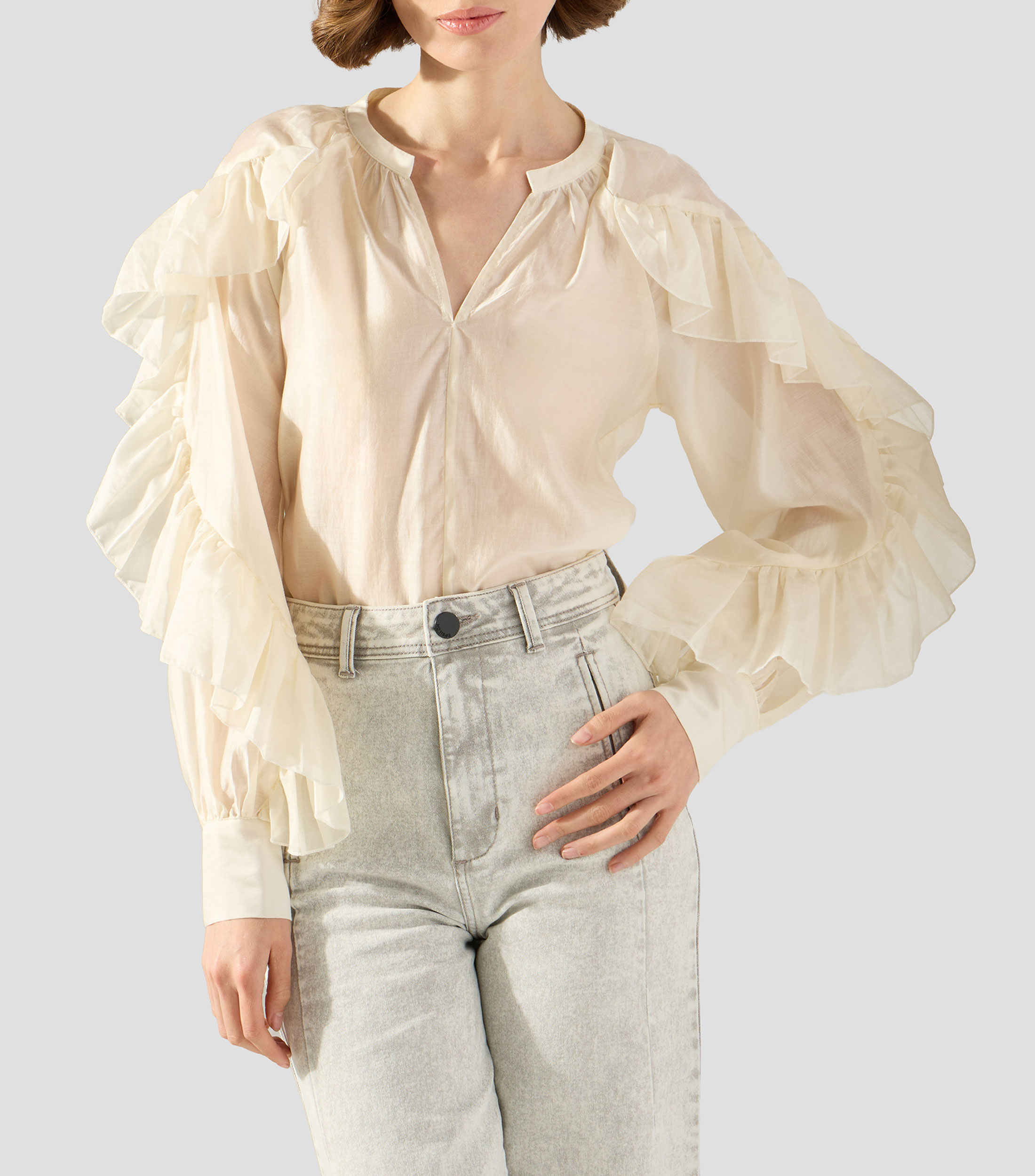 Blusa lisa con manga larga Mujer