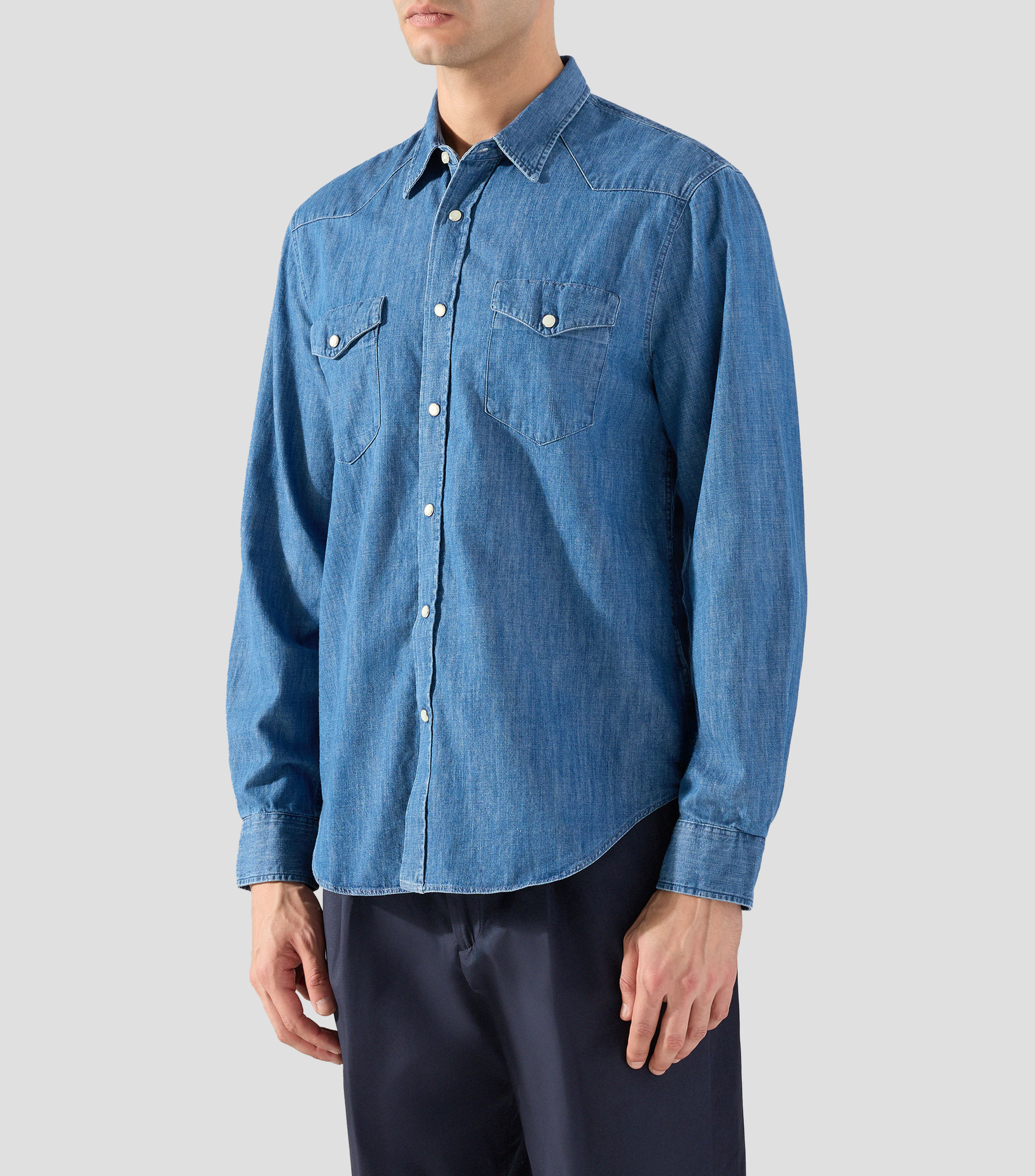 Camisa lisa manga larga Hombre