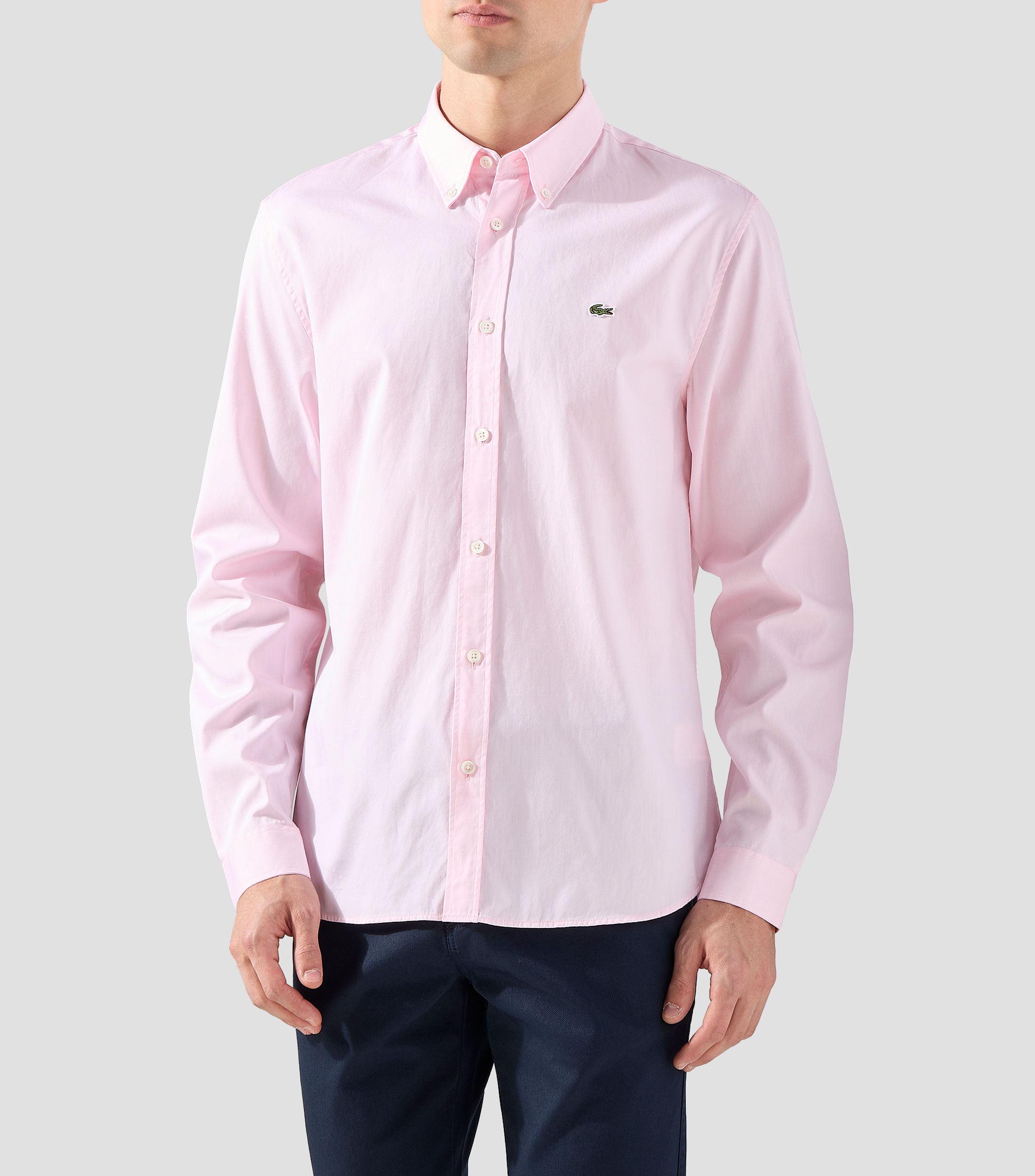 Camisa lisa con manga larga Hombre
