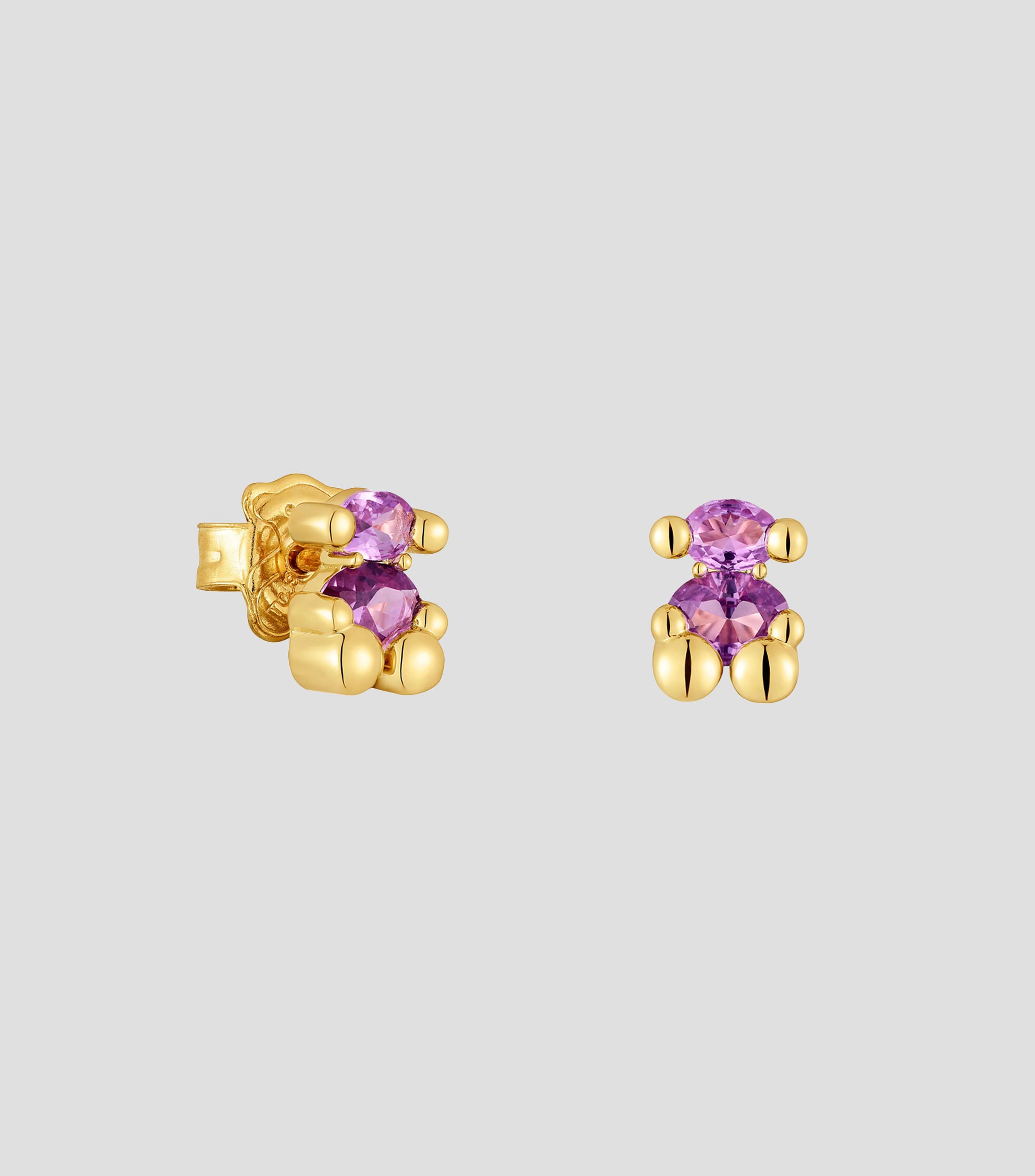 Aretes en plata .925 con zafiro sintético Color Bear Mujer