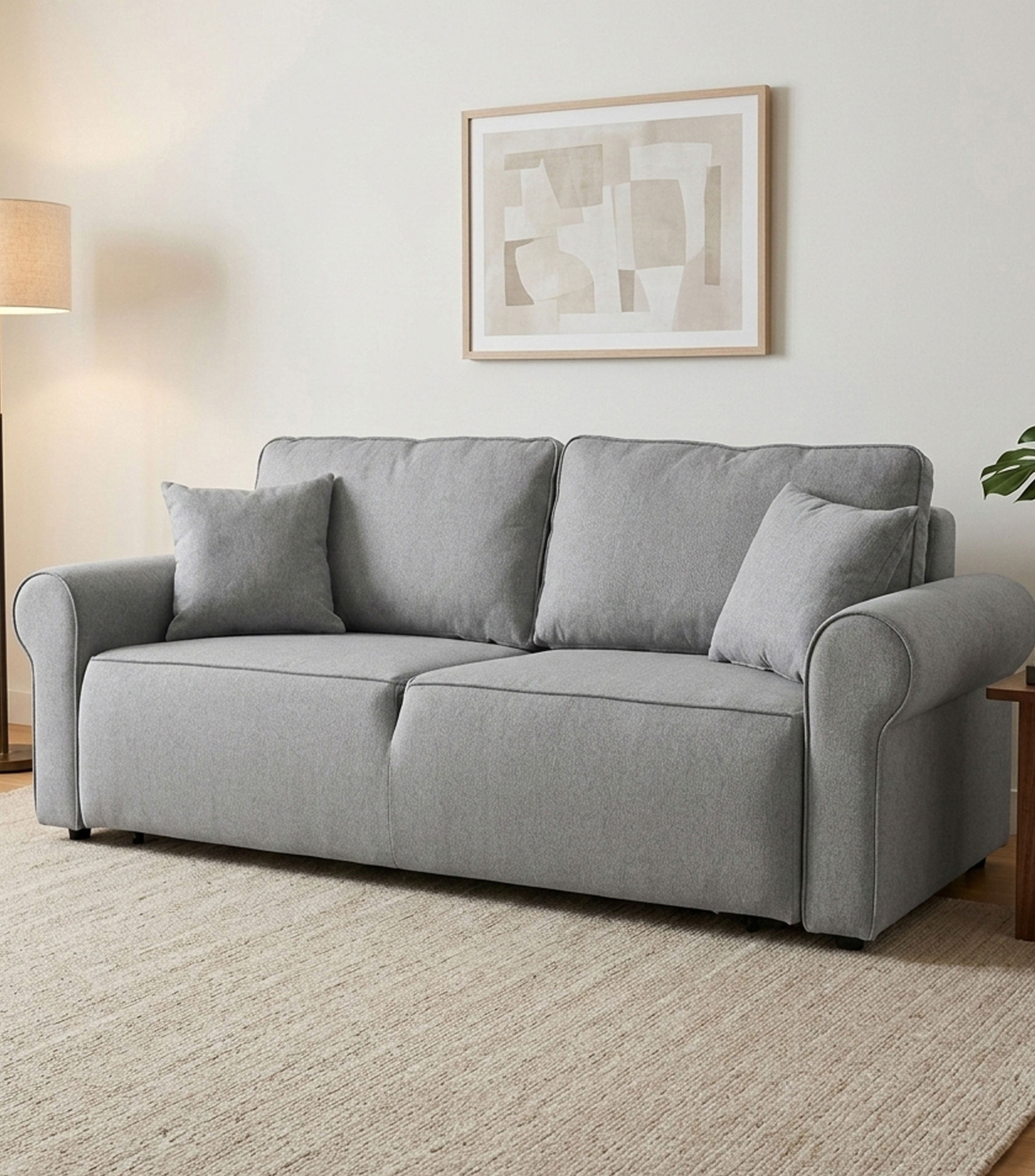 Sofá cama en tela Belagio gris claro