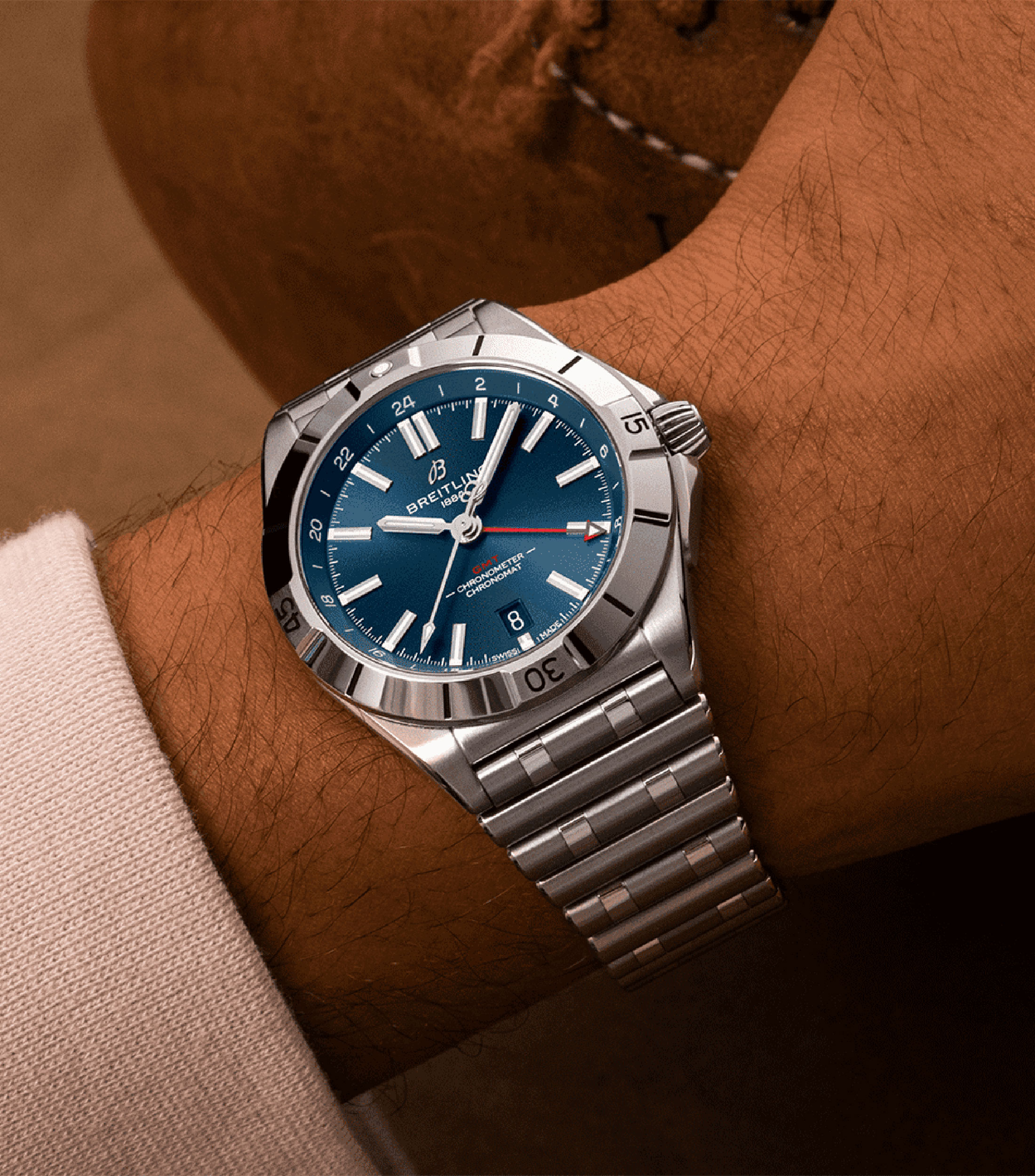 Reloj para Hombre Chronomat GMT casual plateado