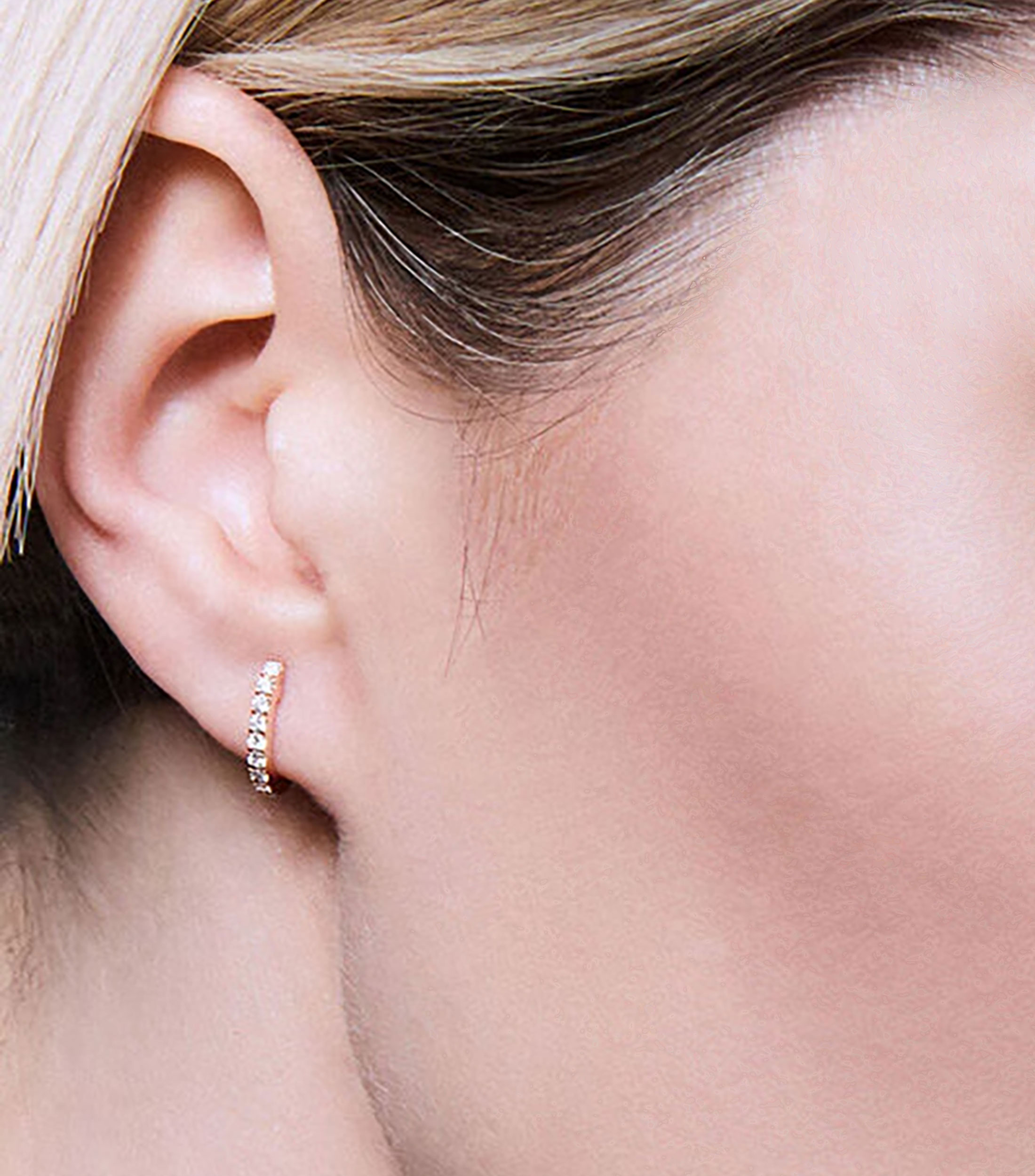 Pendientes en Oro Rosa de 18 Kilates con Diamantes Mujer