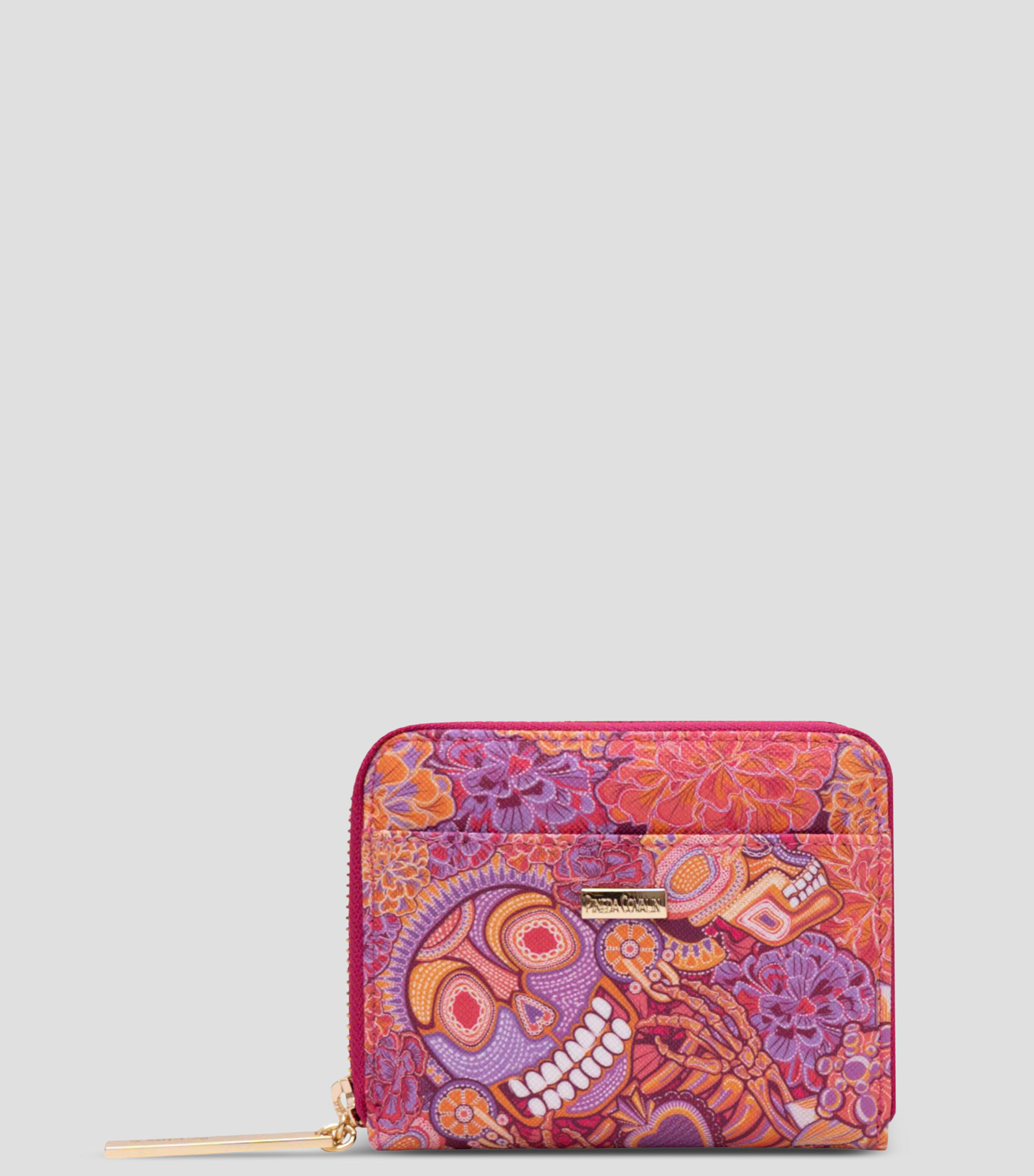 Cartera roja con azul Día de Muertos Catrina estampada Mujer