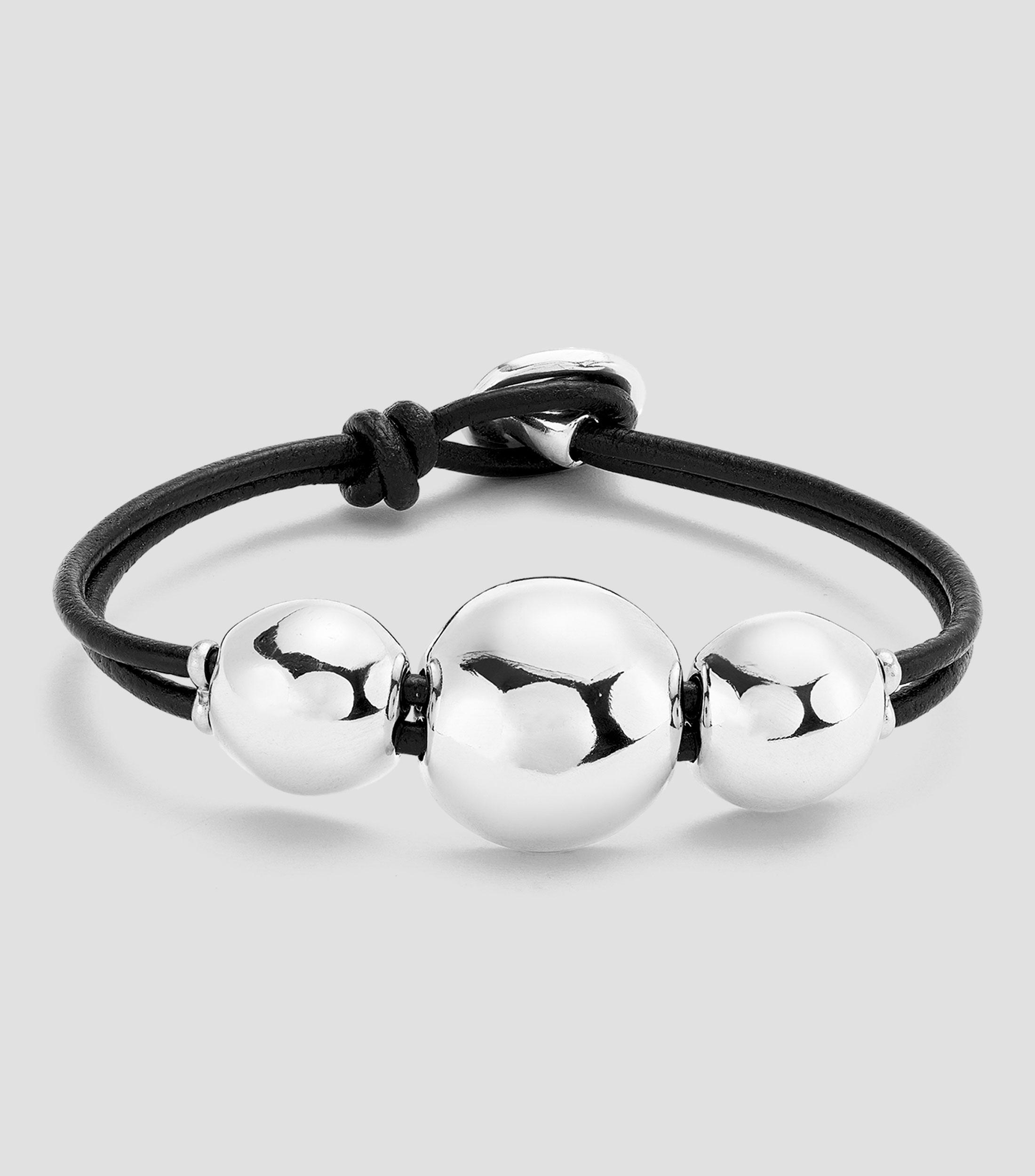 Pulsera en cuero con 3 cuentas Unisex