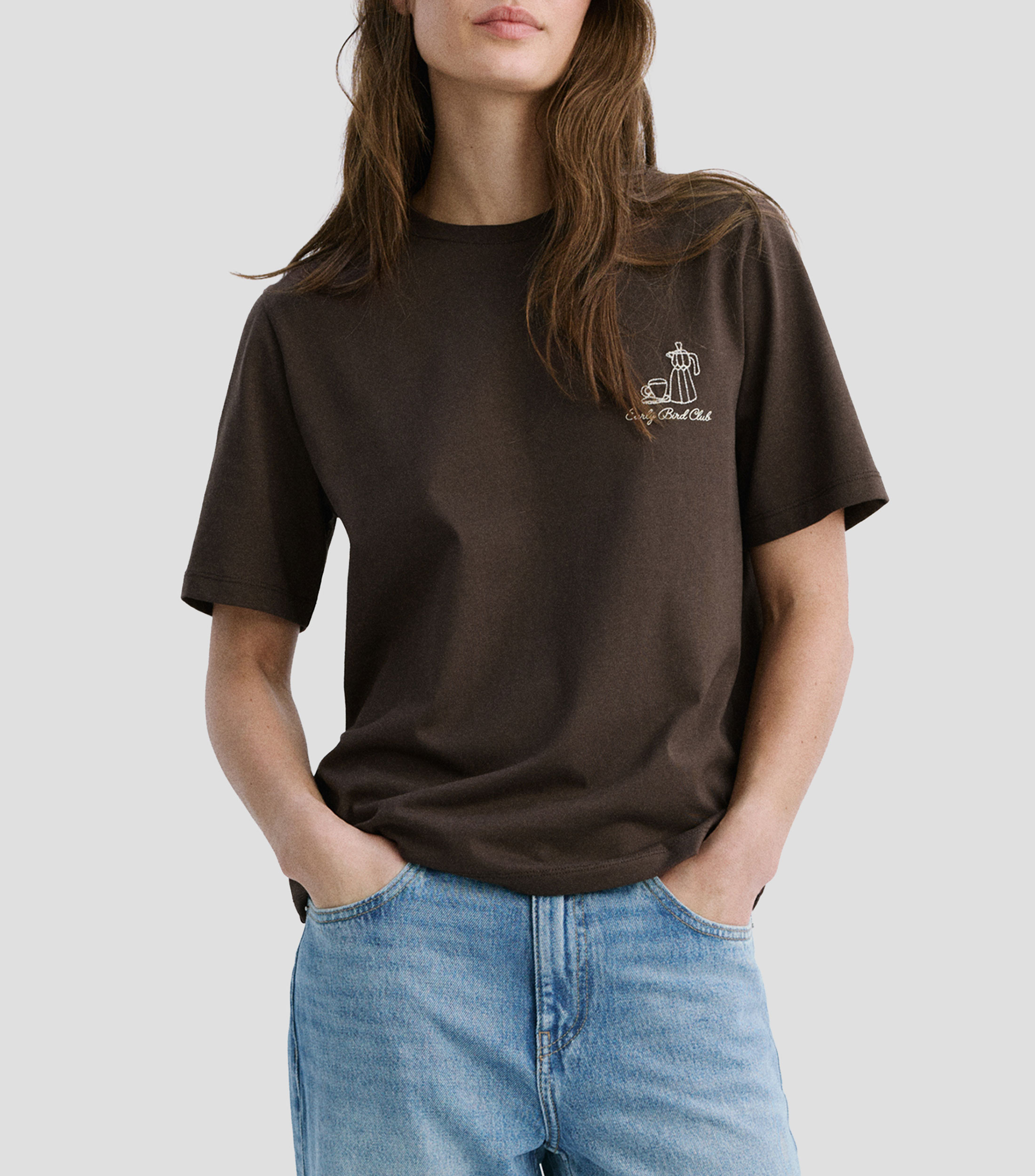 Playera cuello redondo manga corta lisa Mujer