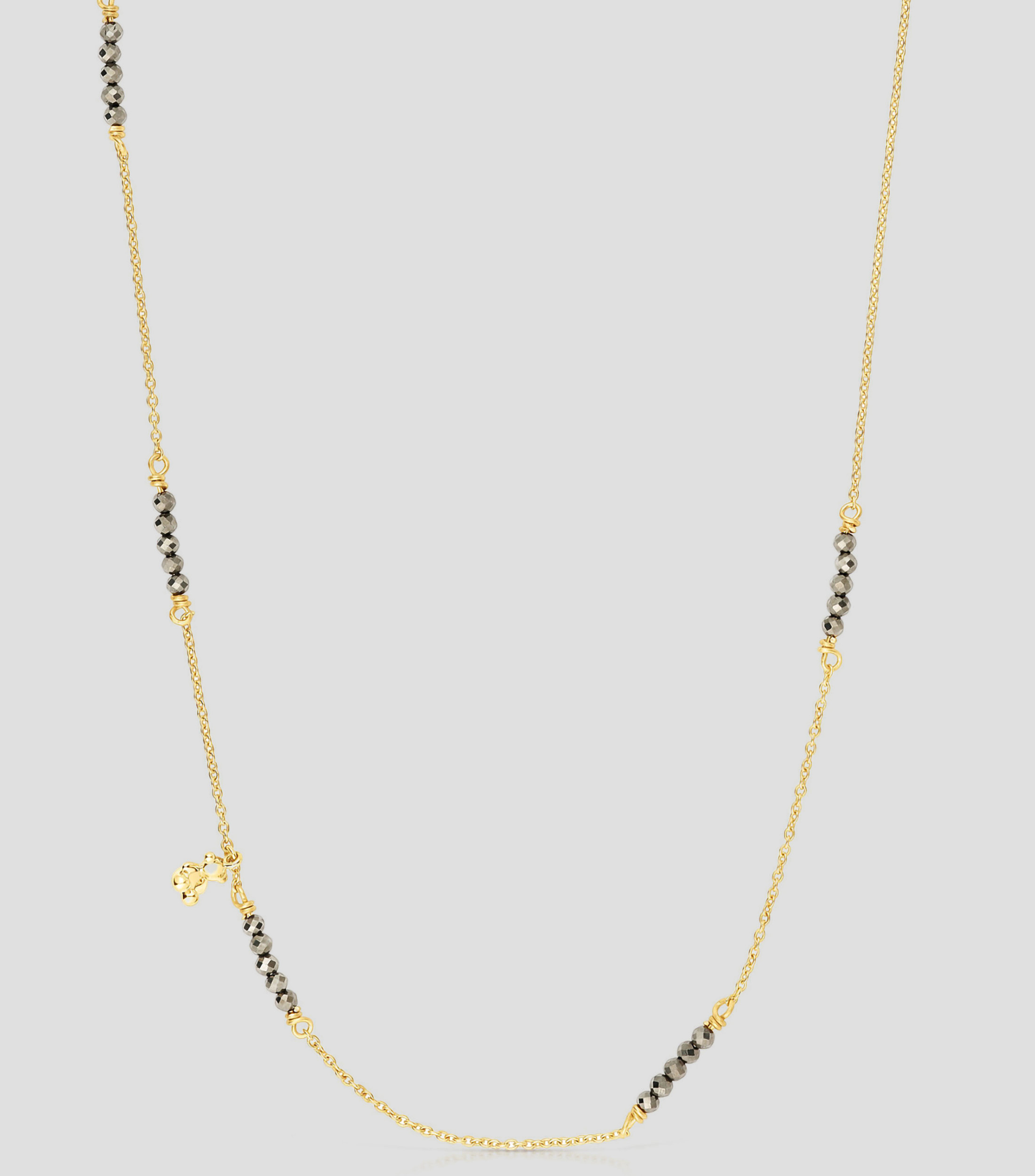 Collar con oso en plata y pirita Bold Bear Mujer