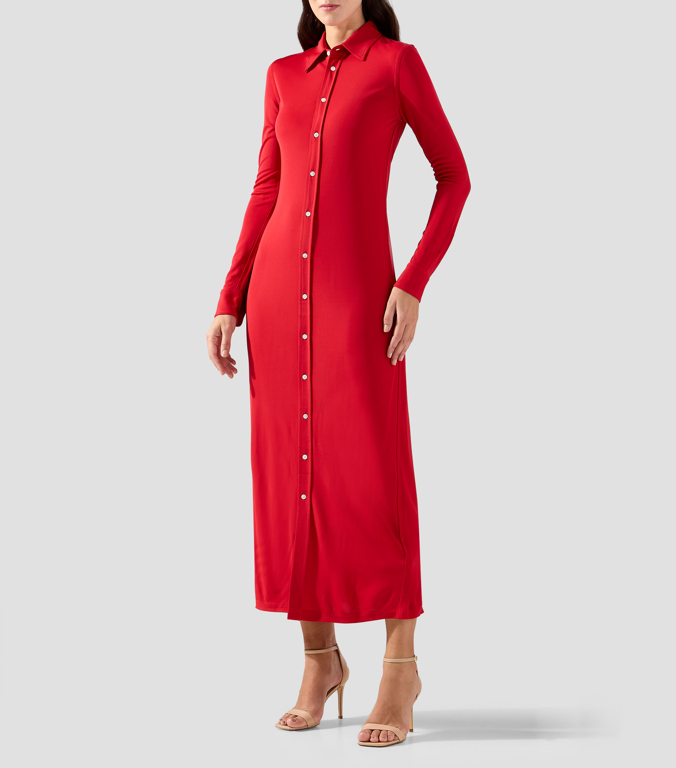 Vestido largo manga larga liso Mujer