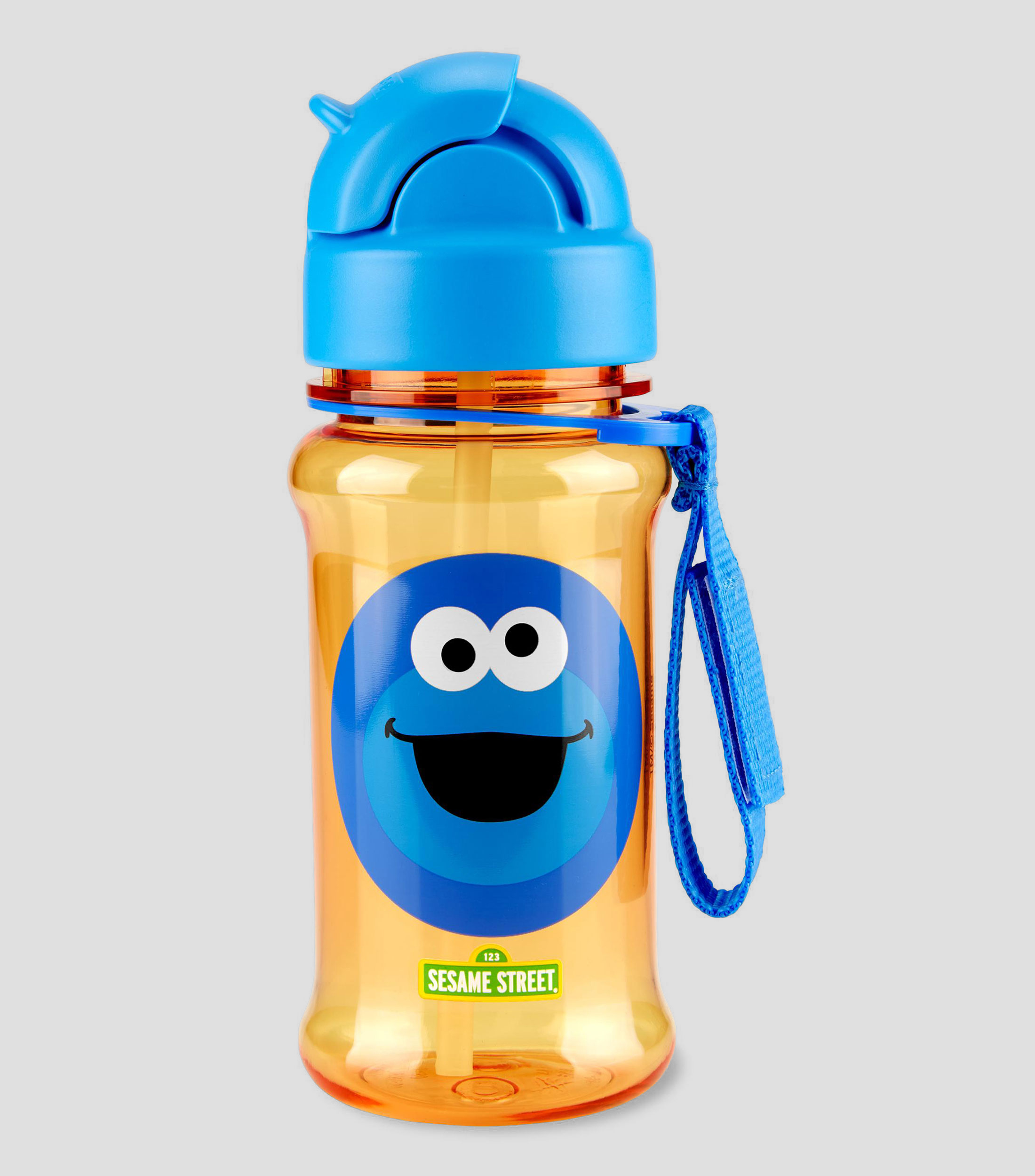 Botella con popote Naranja Come Galletas, 355 ml
