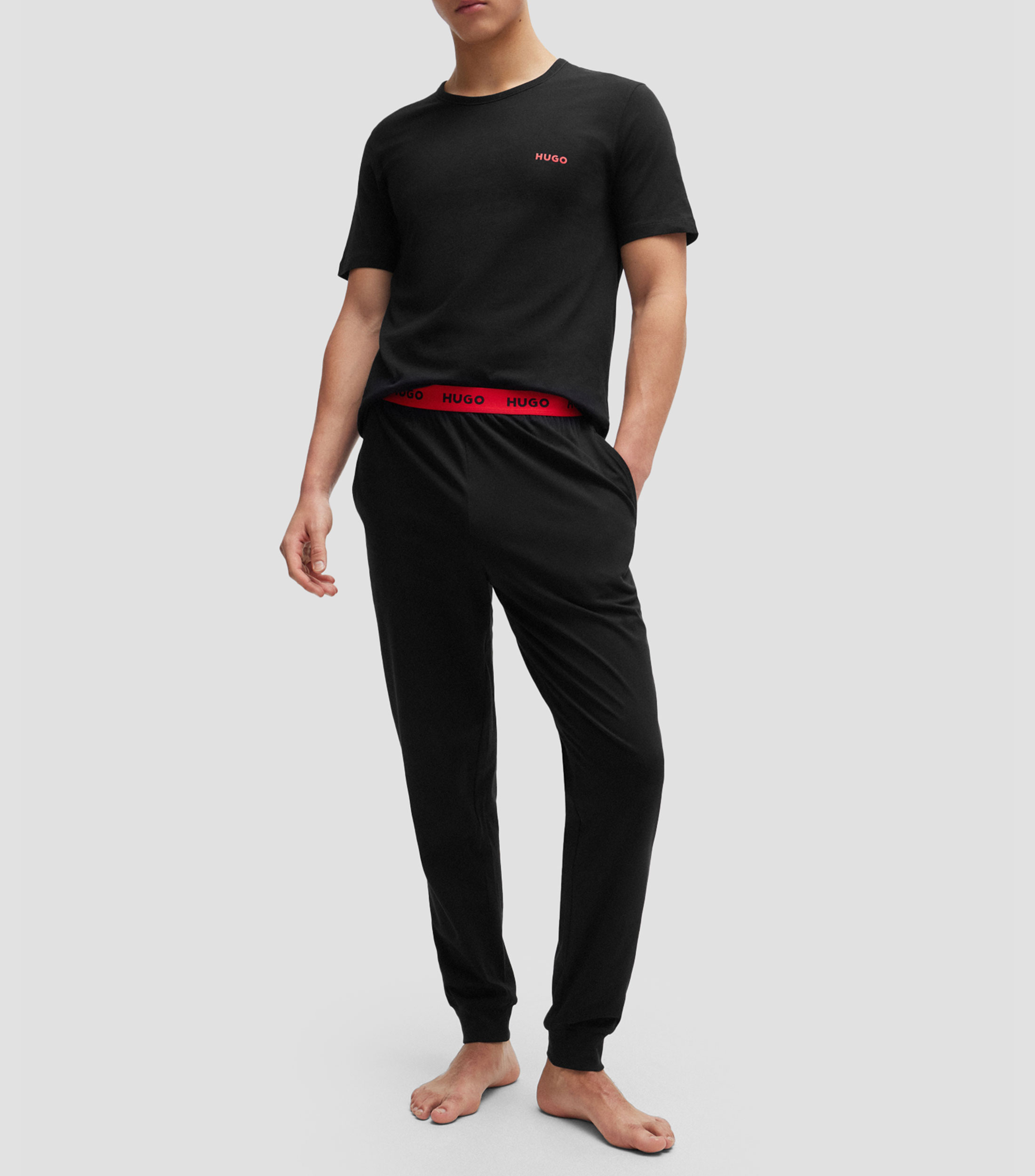 Paquete de tres playeras interiores de algodón con logo estampado Hombre