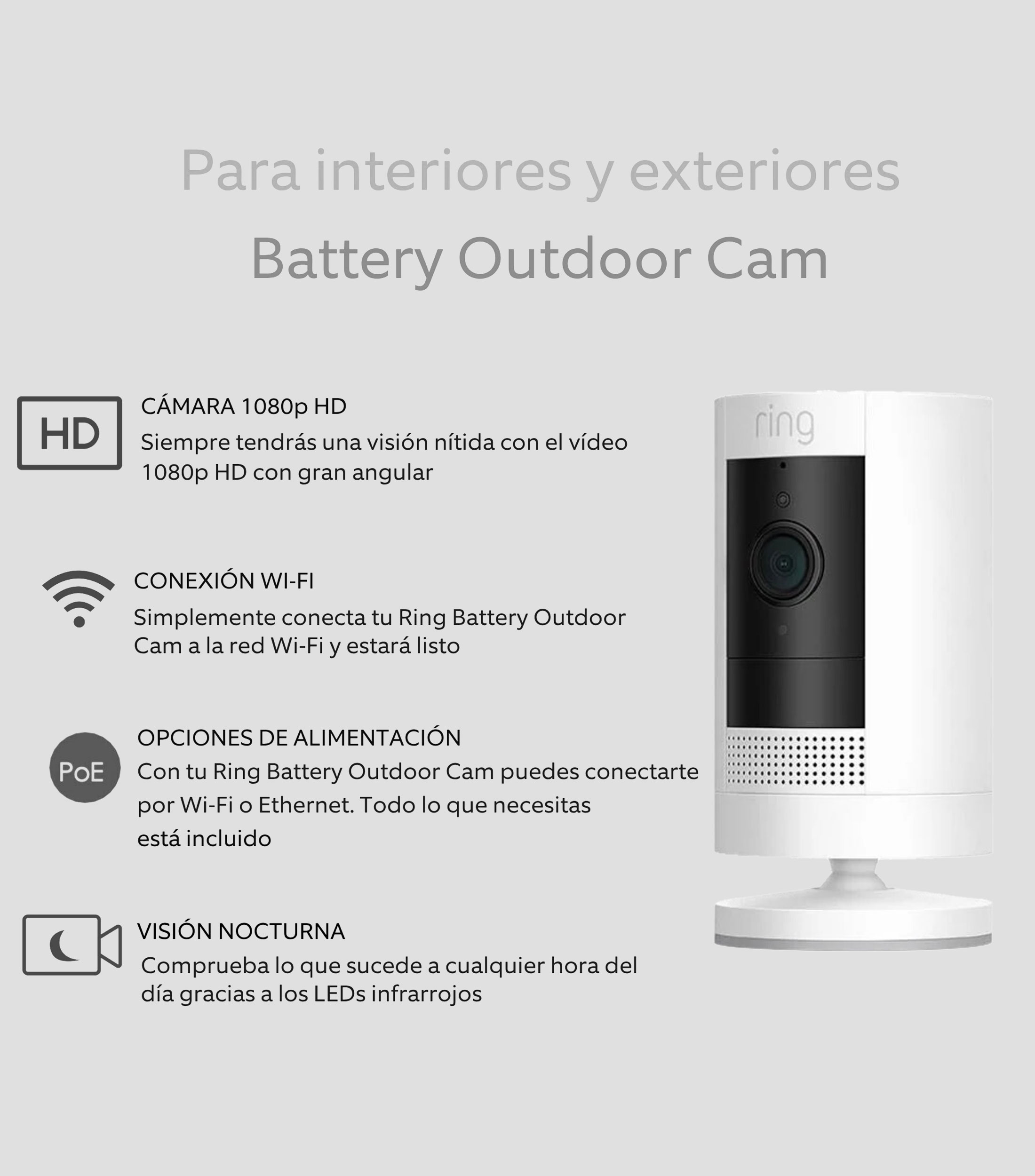 Cámara de seguridad Inalámbrica para Exteriores Blanco