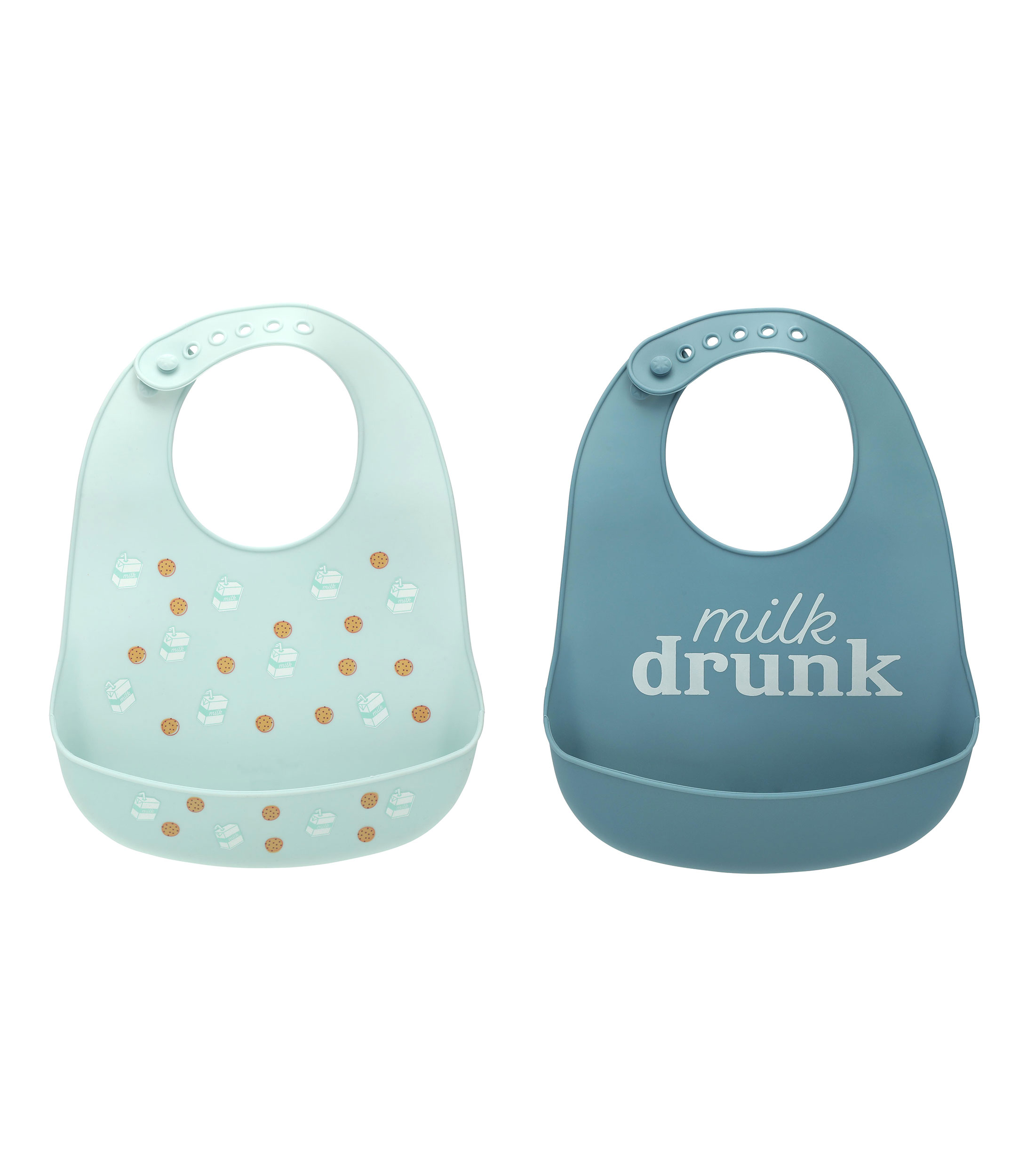 Set 2 Baberos Milk Drunk en silicón Azul