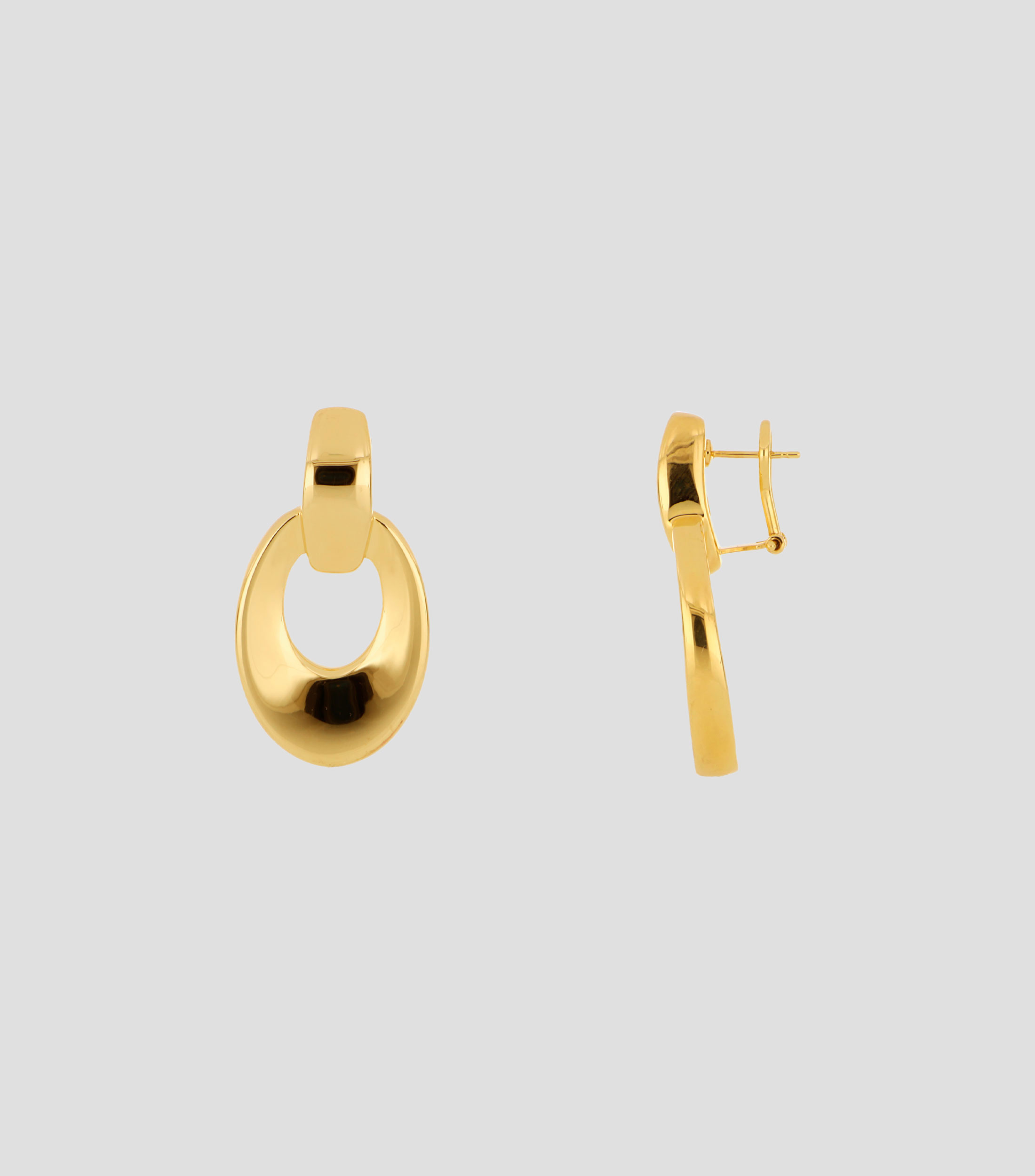 Aretes en oro amarillo de 14 kilates ovalados Mujer