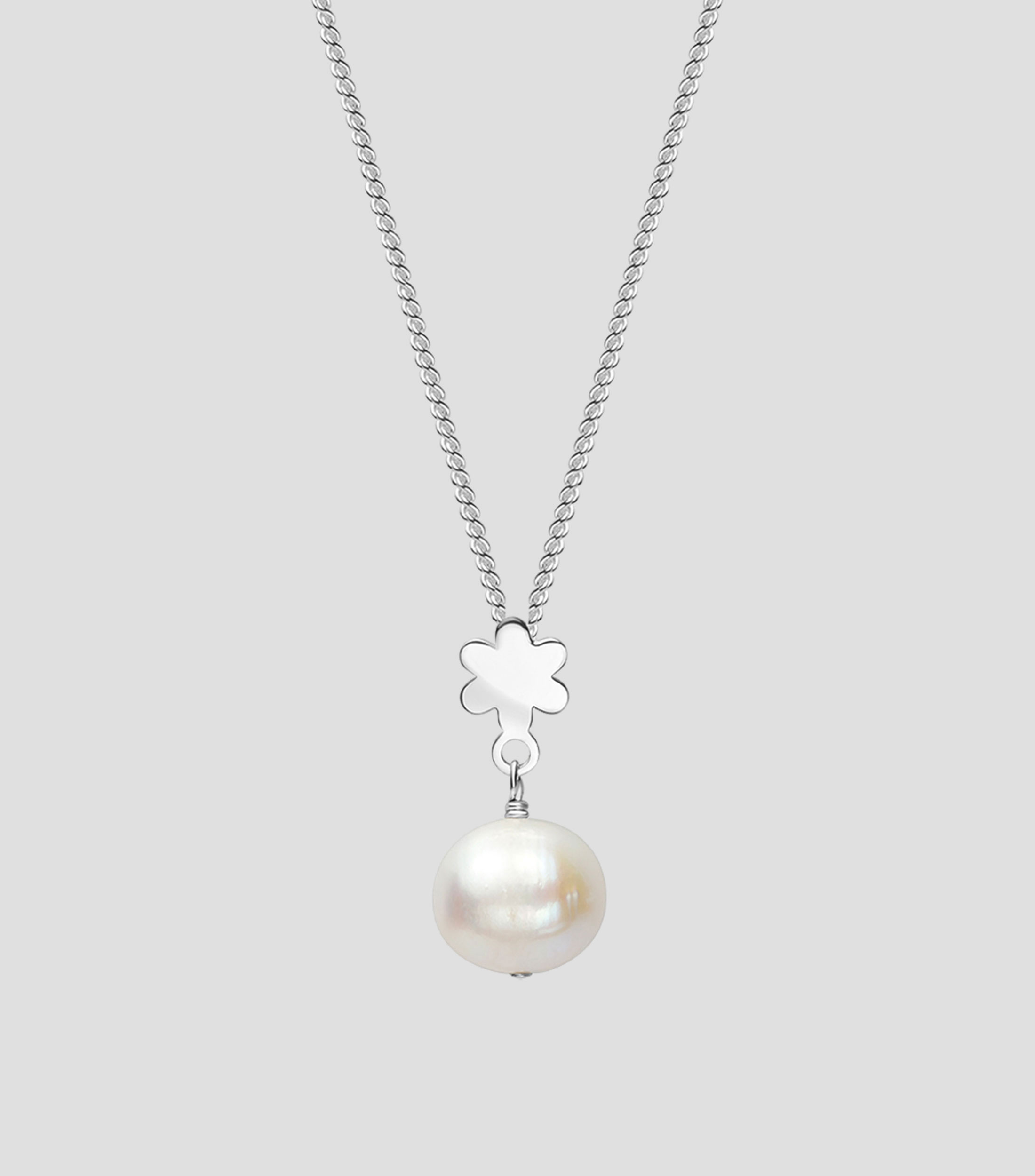 Dije en plata .925 flor con perla Mujer