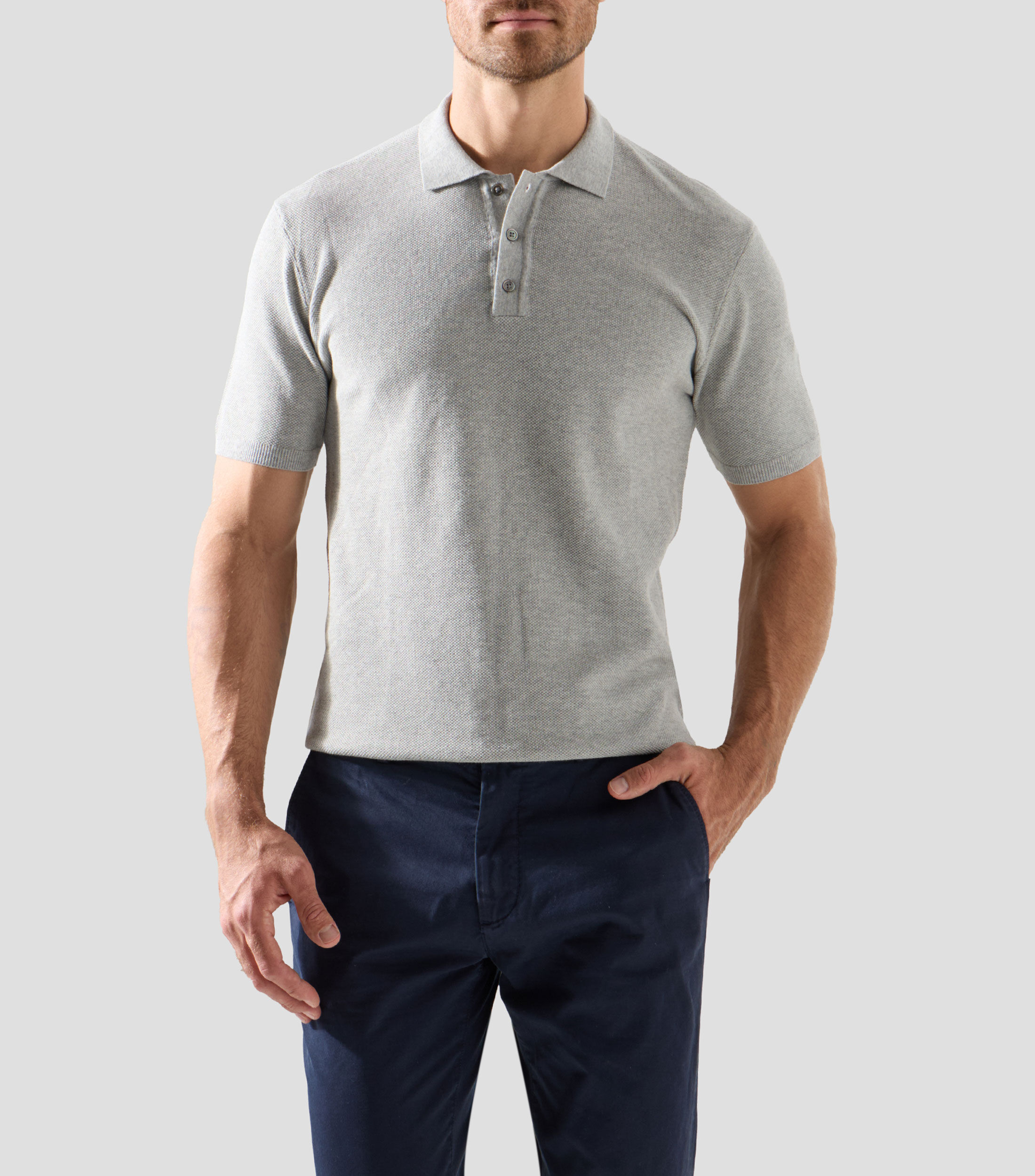 Playera tipo polo con manga corta lisa Hombre