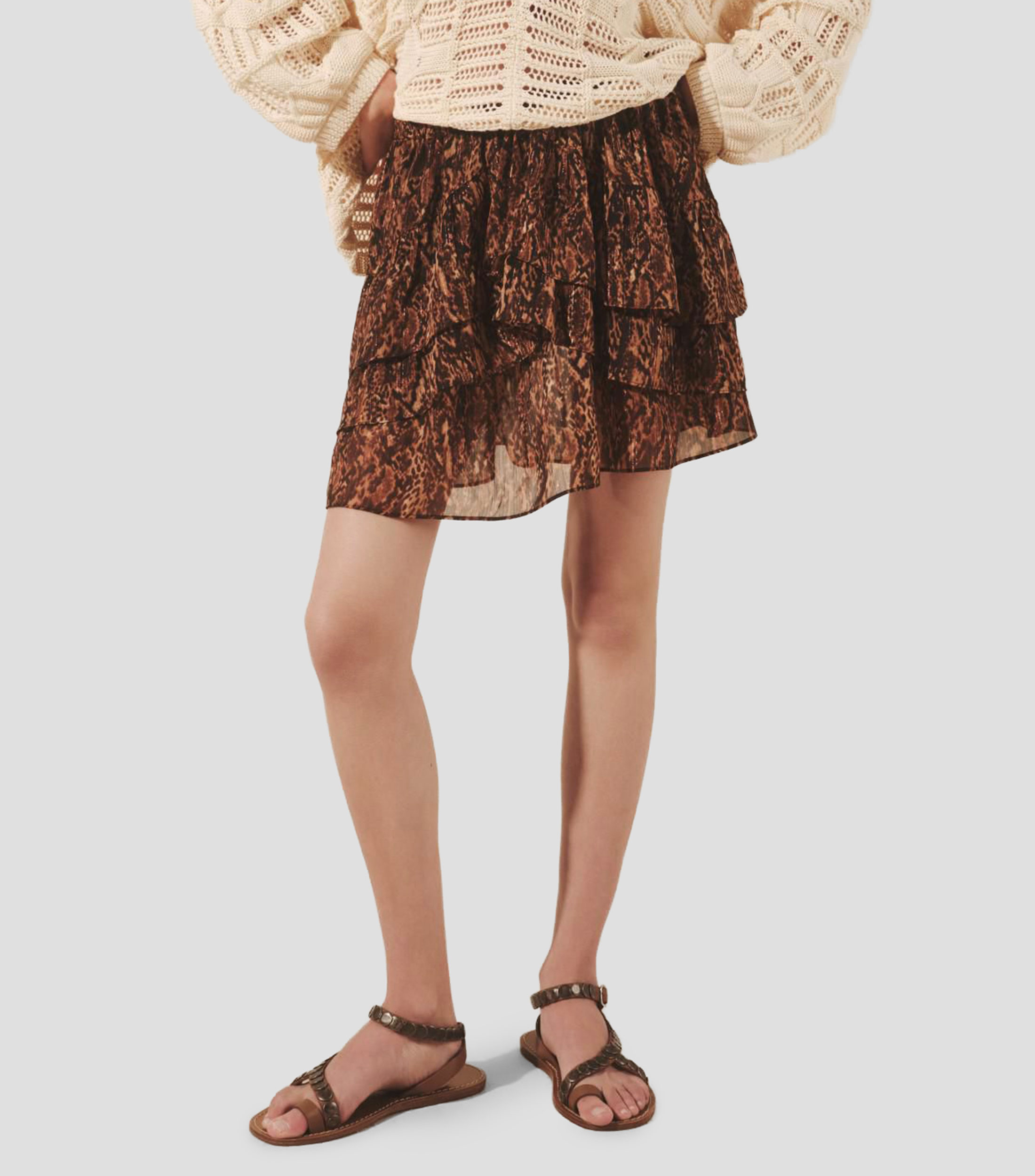 Falda corta de corte A estampada en animalprint Mujer