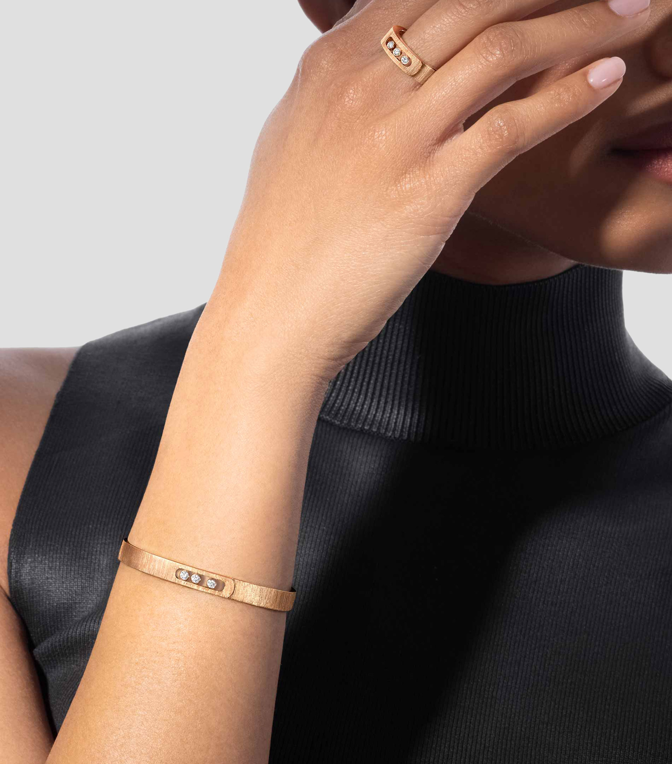 Brazalete en oro rosa de 18 kilates con diamantes Move Noa Unisex