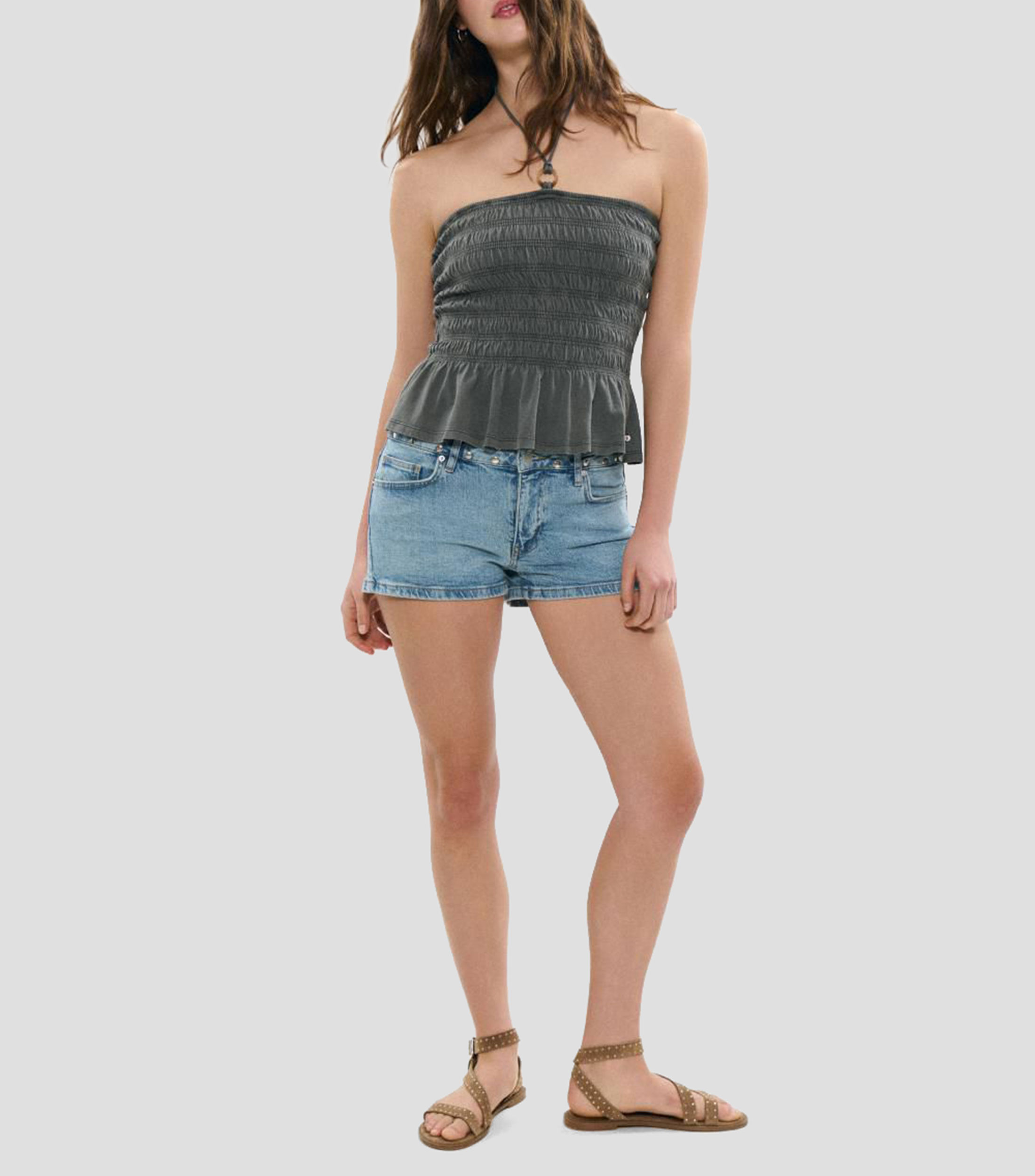 Blusa lisa sin mangas Mujer
