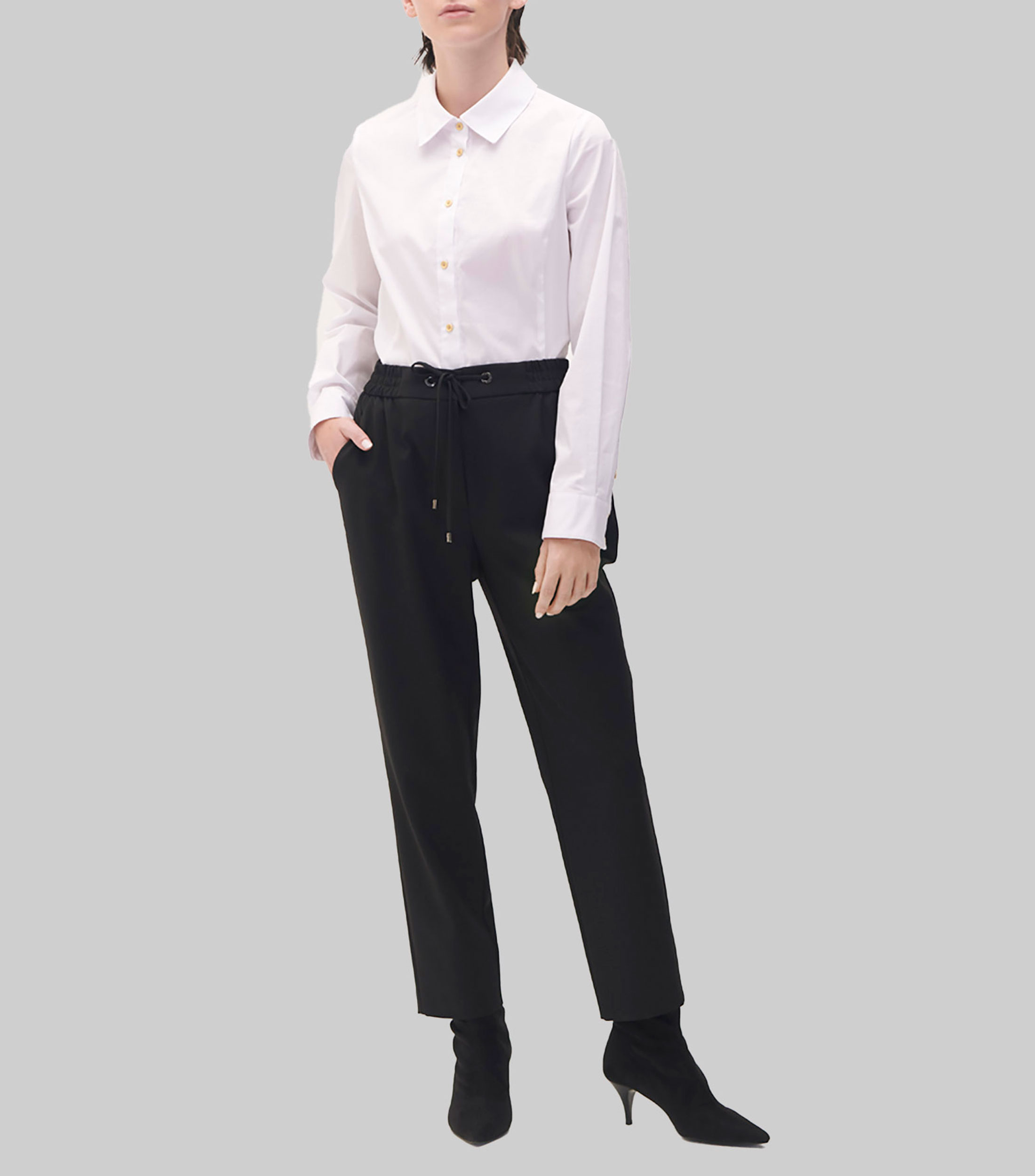 Camisa manga larga botones metálicos Mujer