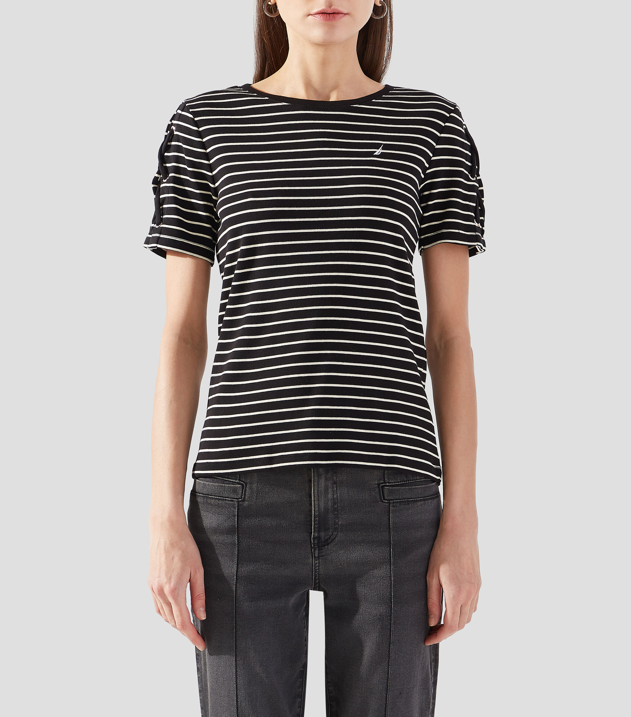 Blusa rayas manga corta Mujer