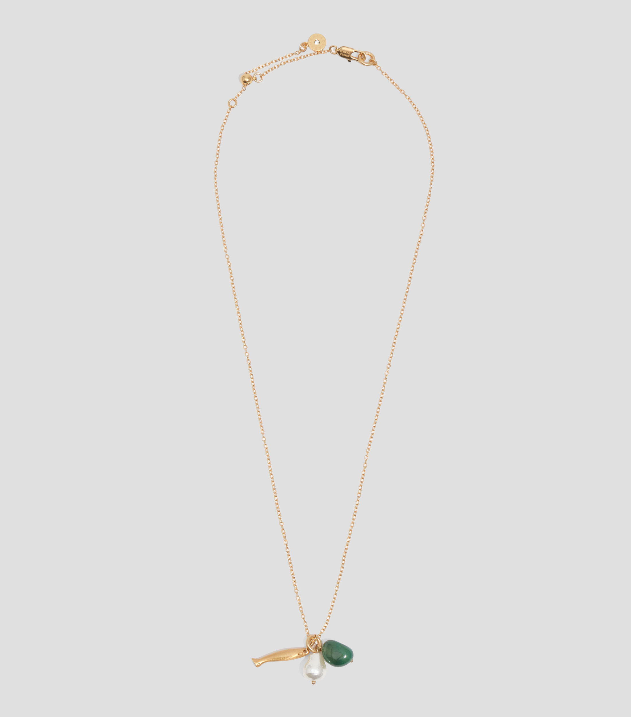 Collar pez y piedra dorado envejecido Mujer