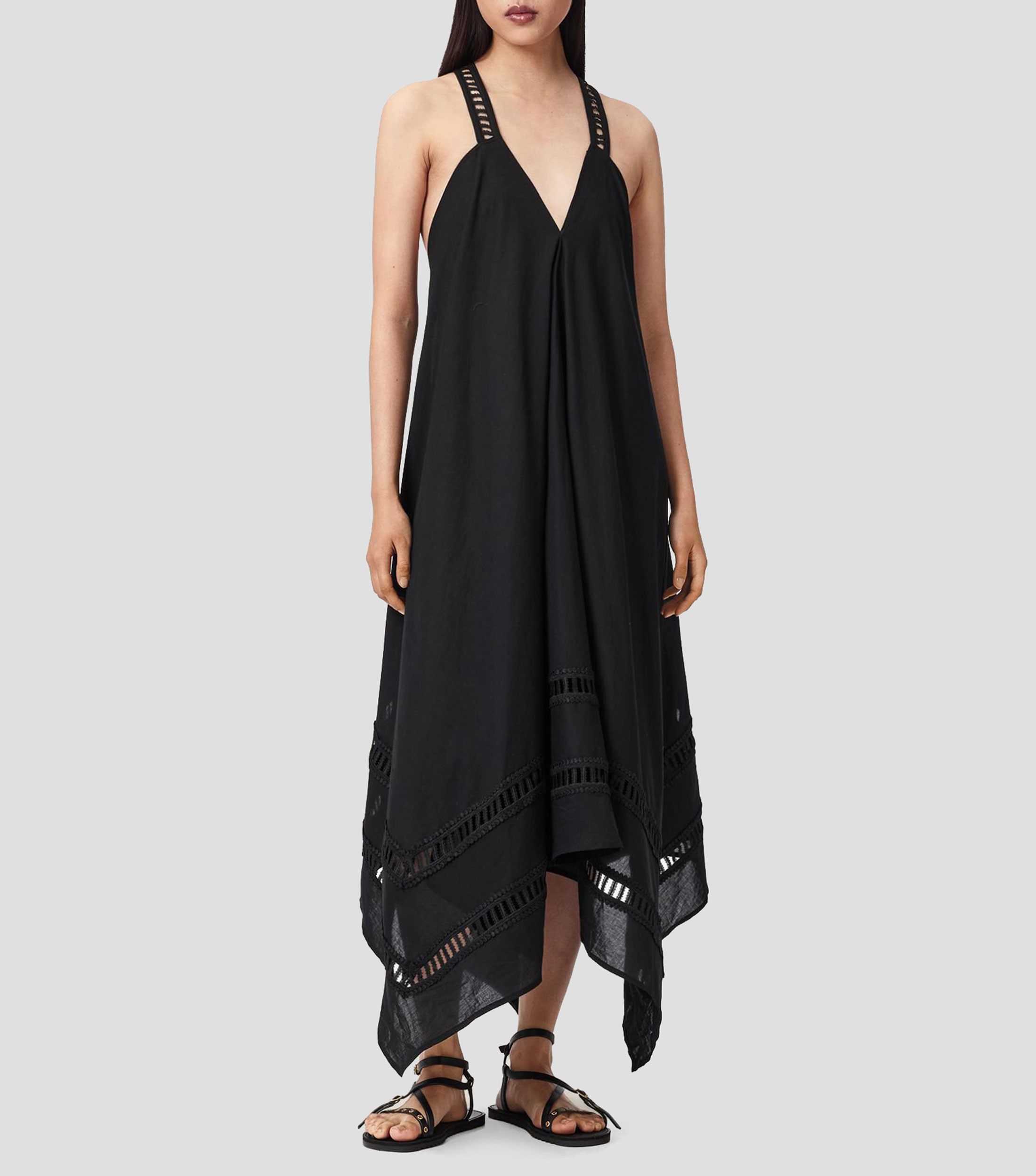 Vestido largo liso Mujer