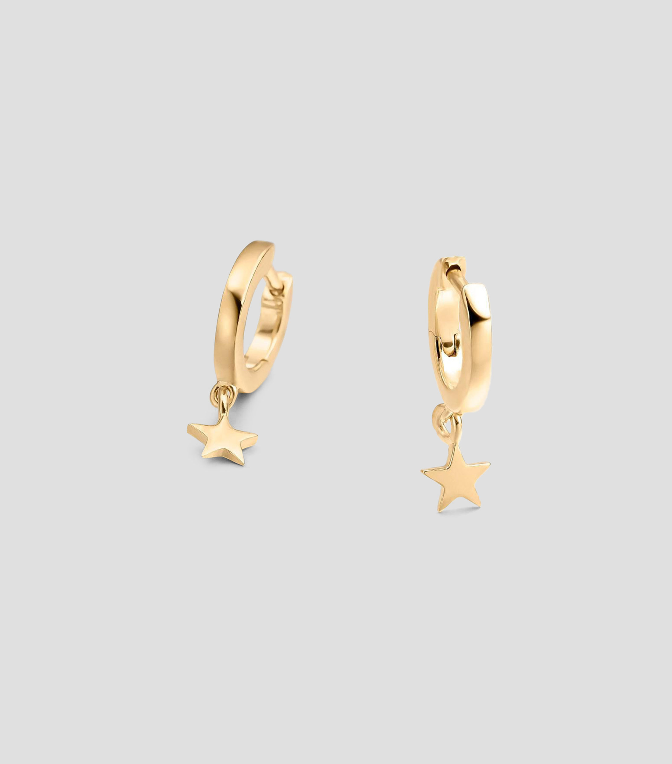 Pendientes de aro pequeño en plata .925 con estrella Mini Elua Mujer