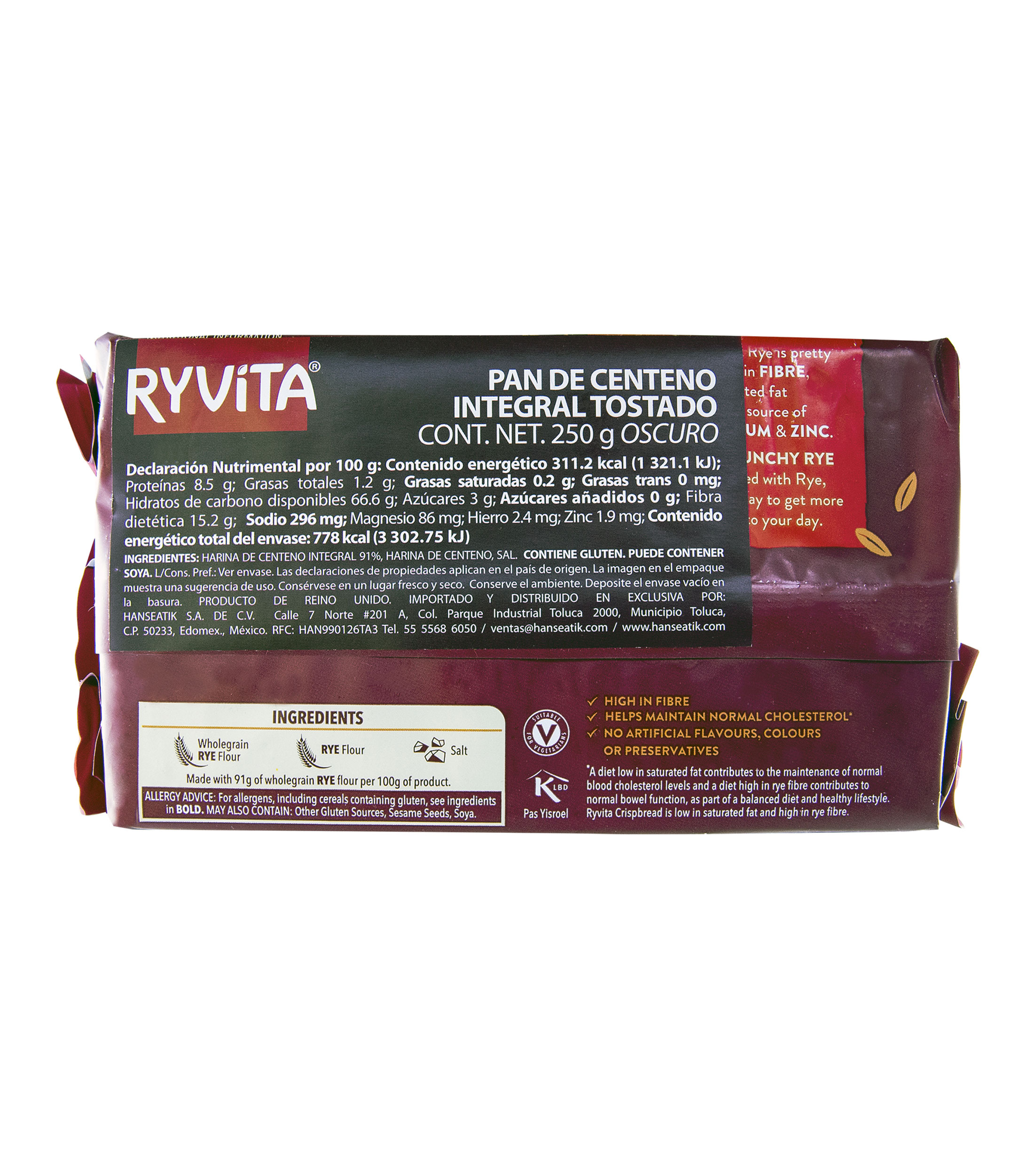 Pan crujiente de centeno oscuro, 250 gr