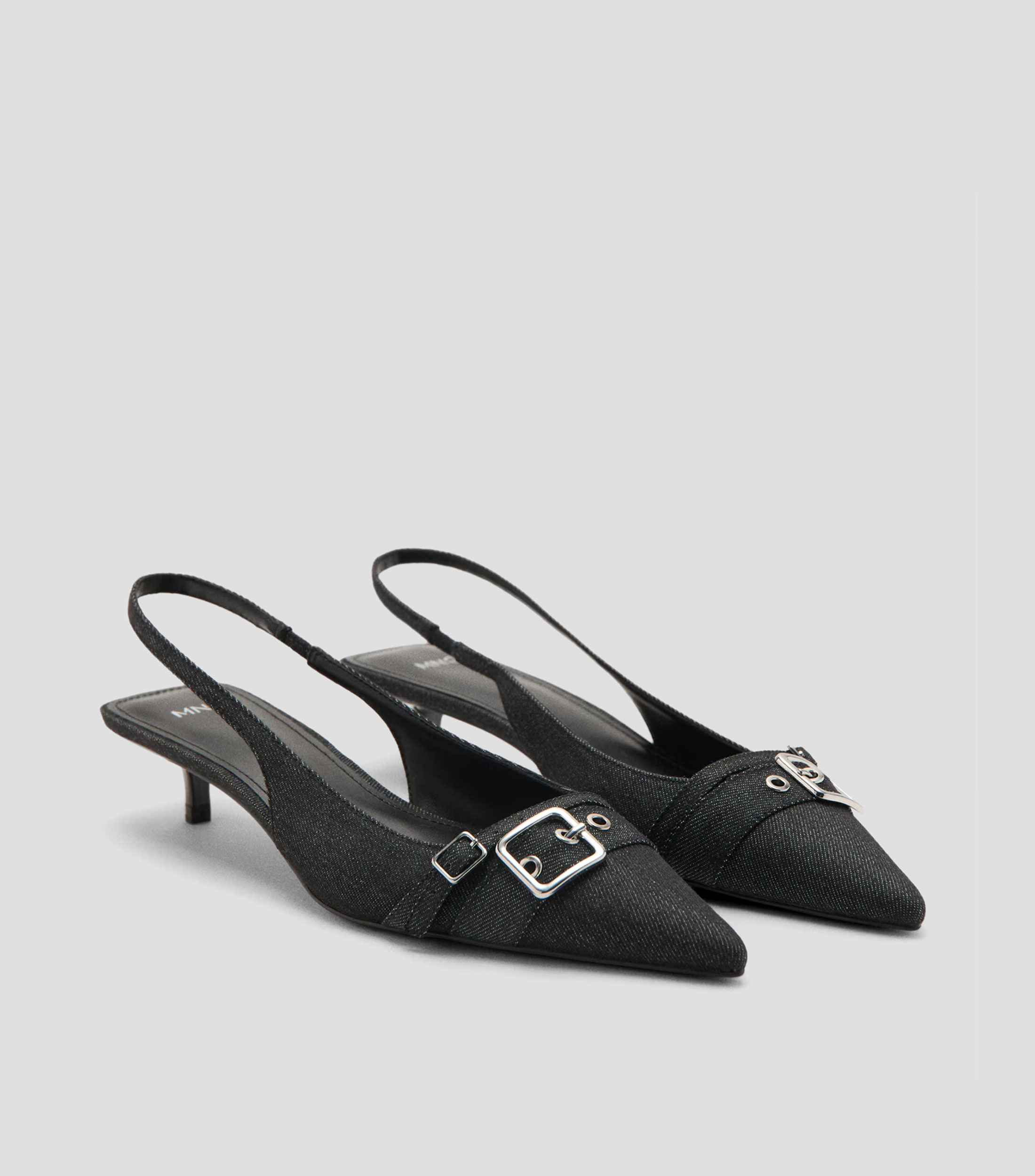 Zapatillas slingback con tacón bajo y delgado Mujer