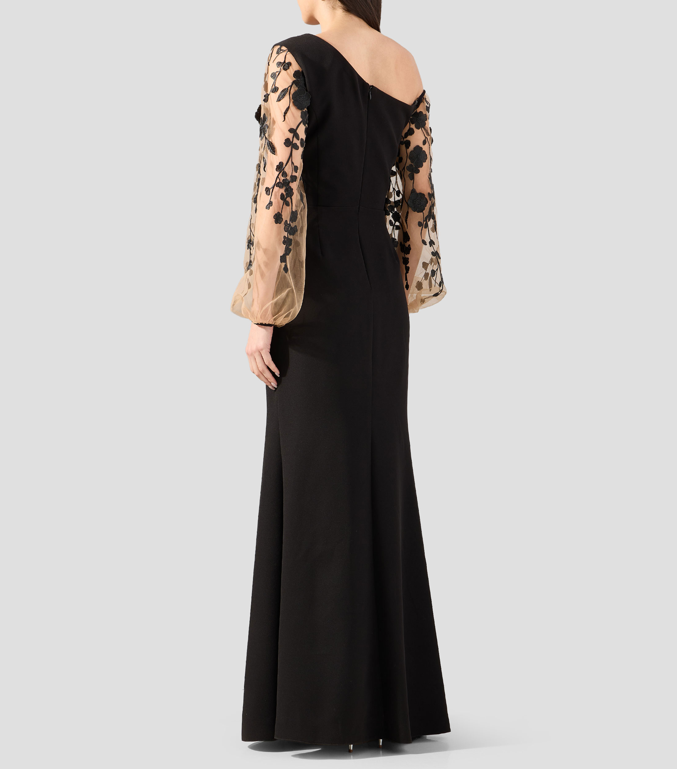 Vestido de fiesta largo manga larga sólido Mujer