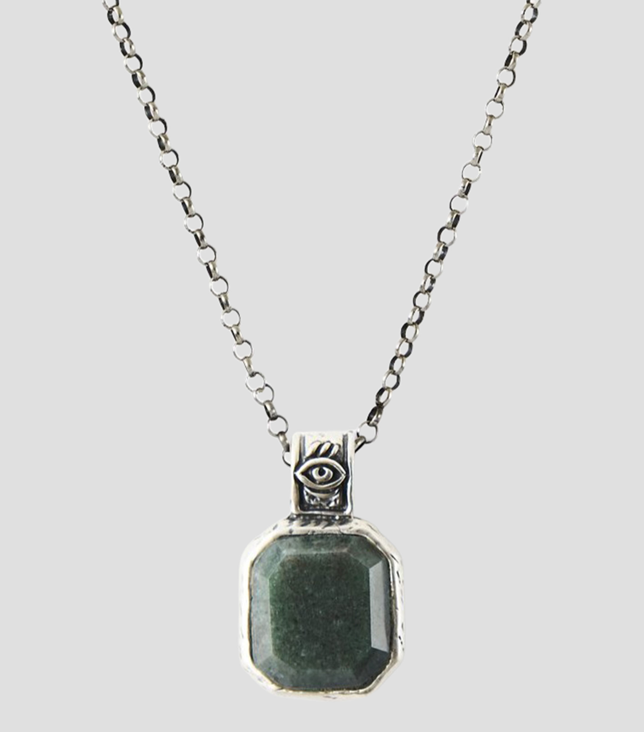Collar en plata .925 Tercer ojo con jade Unisex