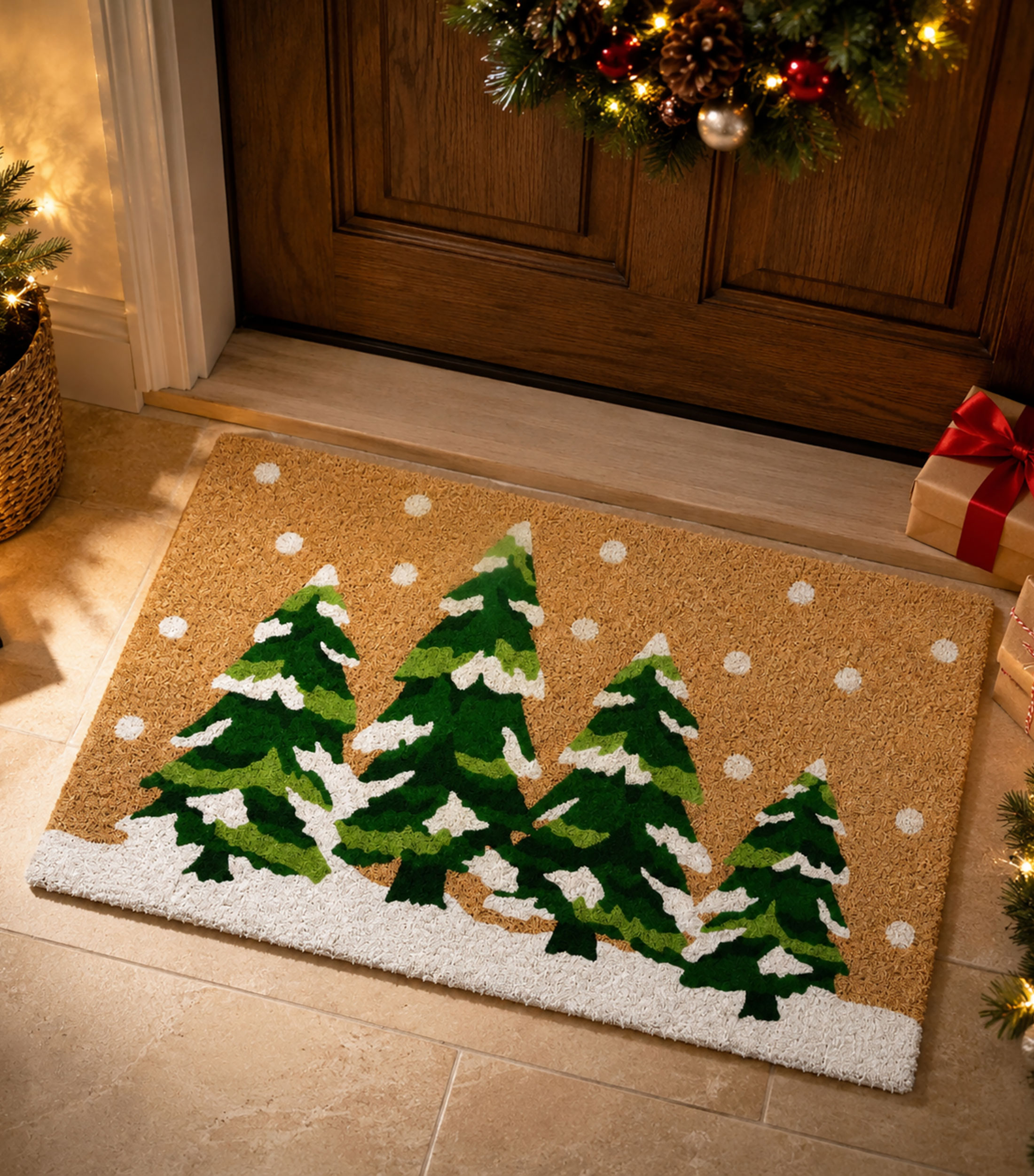 Tapete decorativo con árboles en material sintético 45 x 75 cm