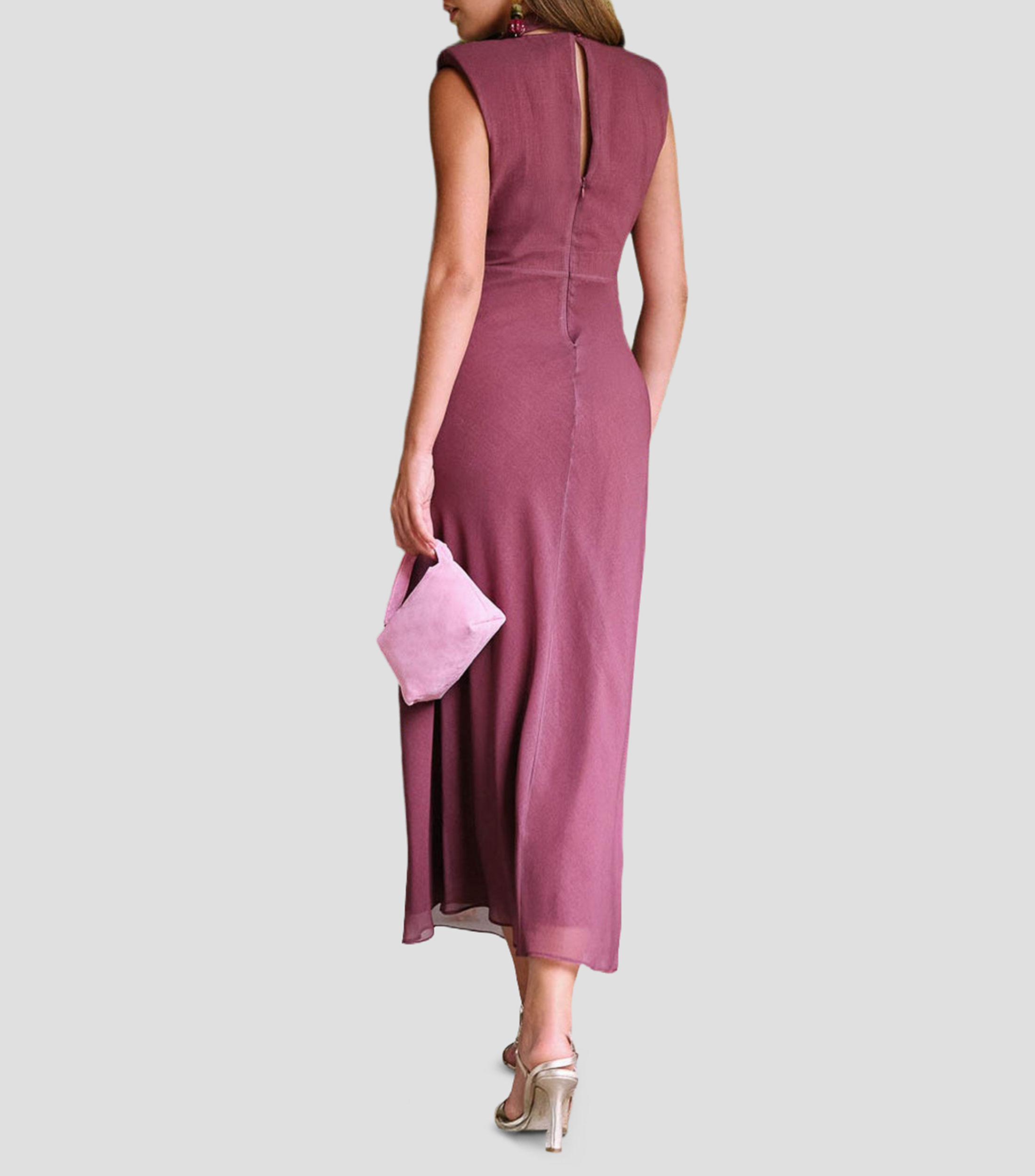 Vestido midi liso Mujer
