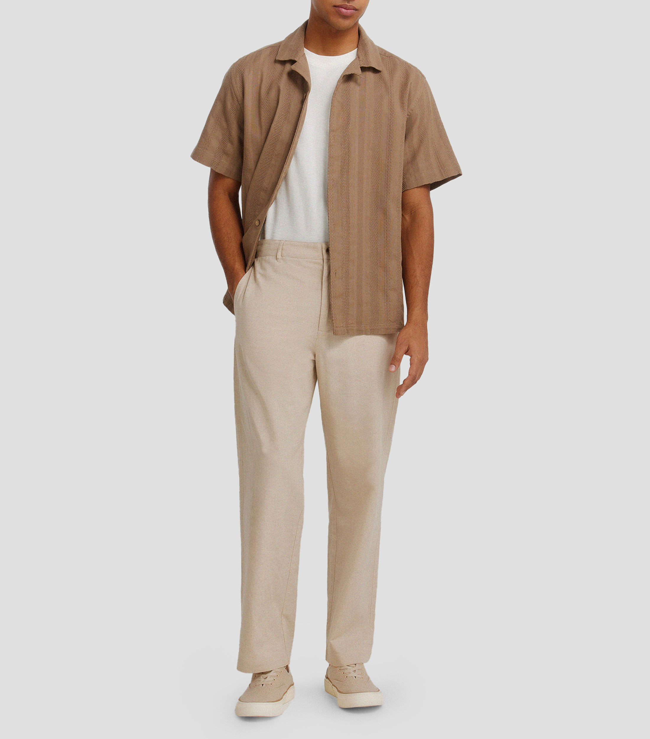 Camisa sólido manga corta Hombre