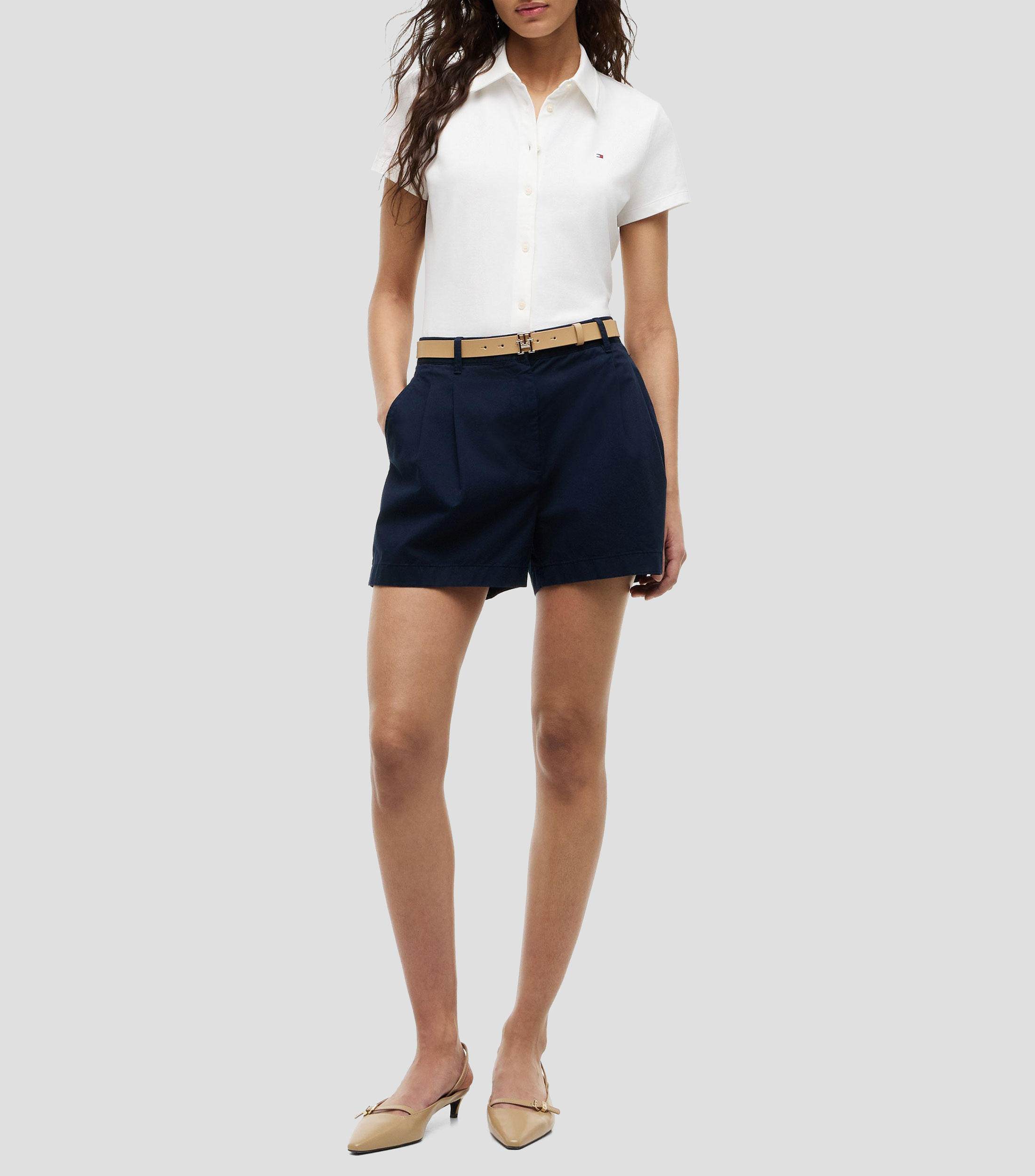 Camisa lisa manga corta Mujer