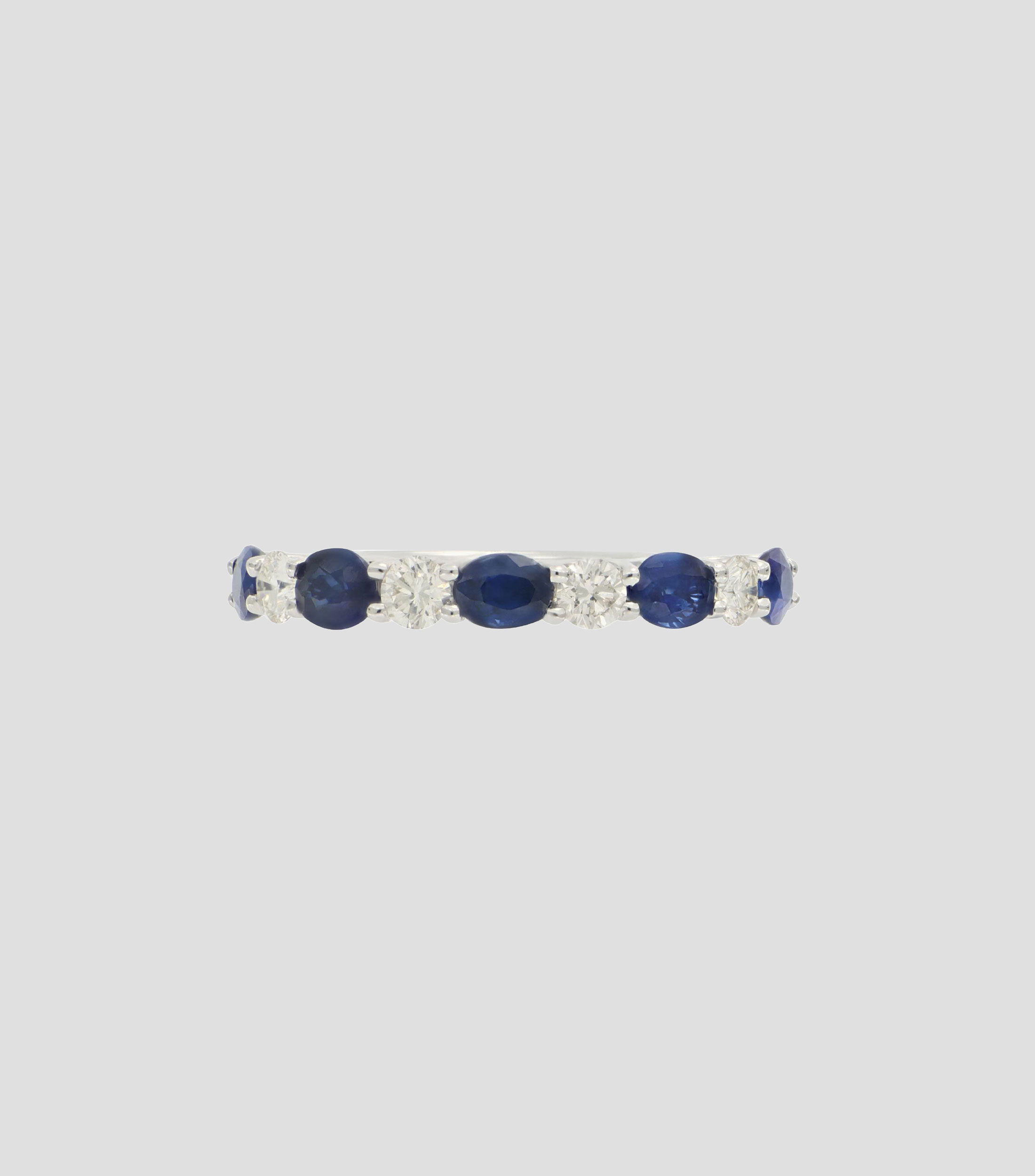 Anillo en oro blanco 14 Kts con Zafiros y Diamantes Mujer