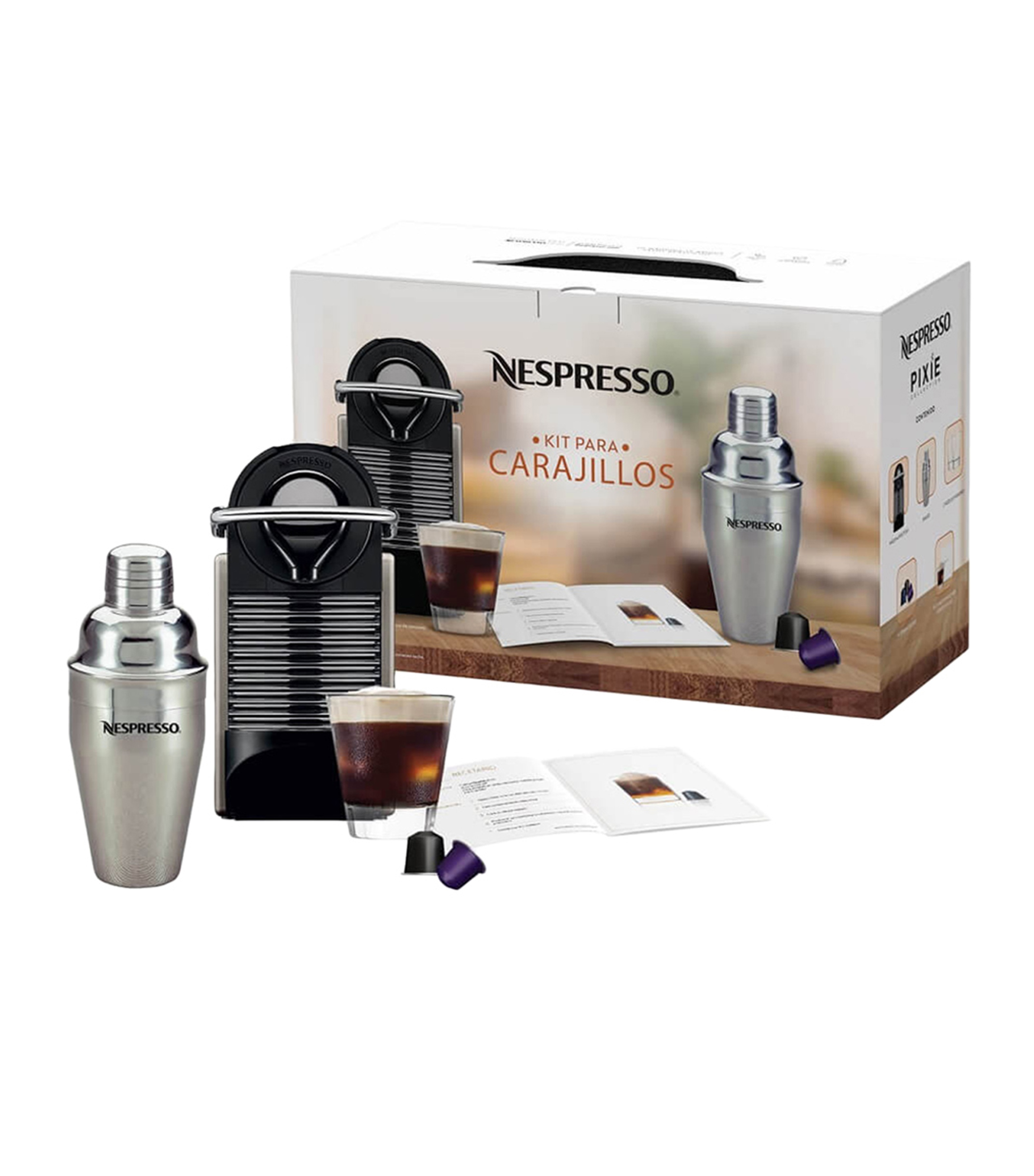 Nespresso Combo Pixie Titán Kit para Carajillos Plata El