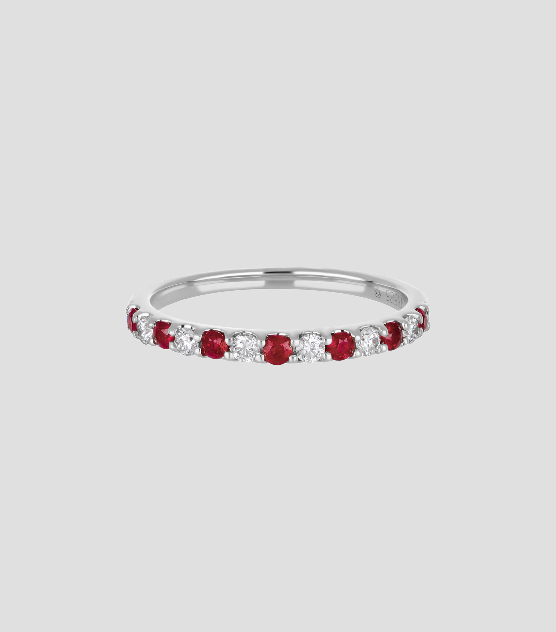 Anillo en Oro blanco de 14 Kilates con rubíes y diamantes Mujer