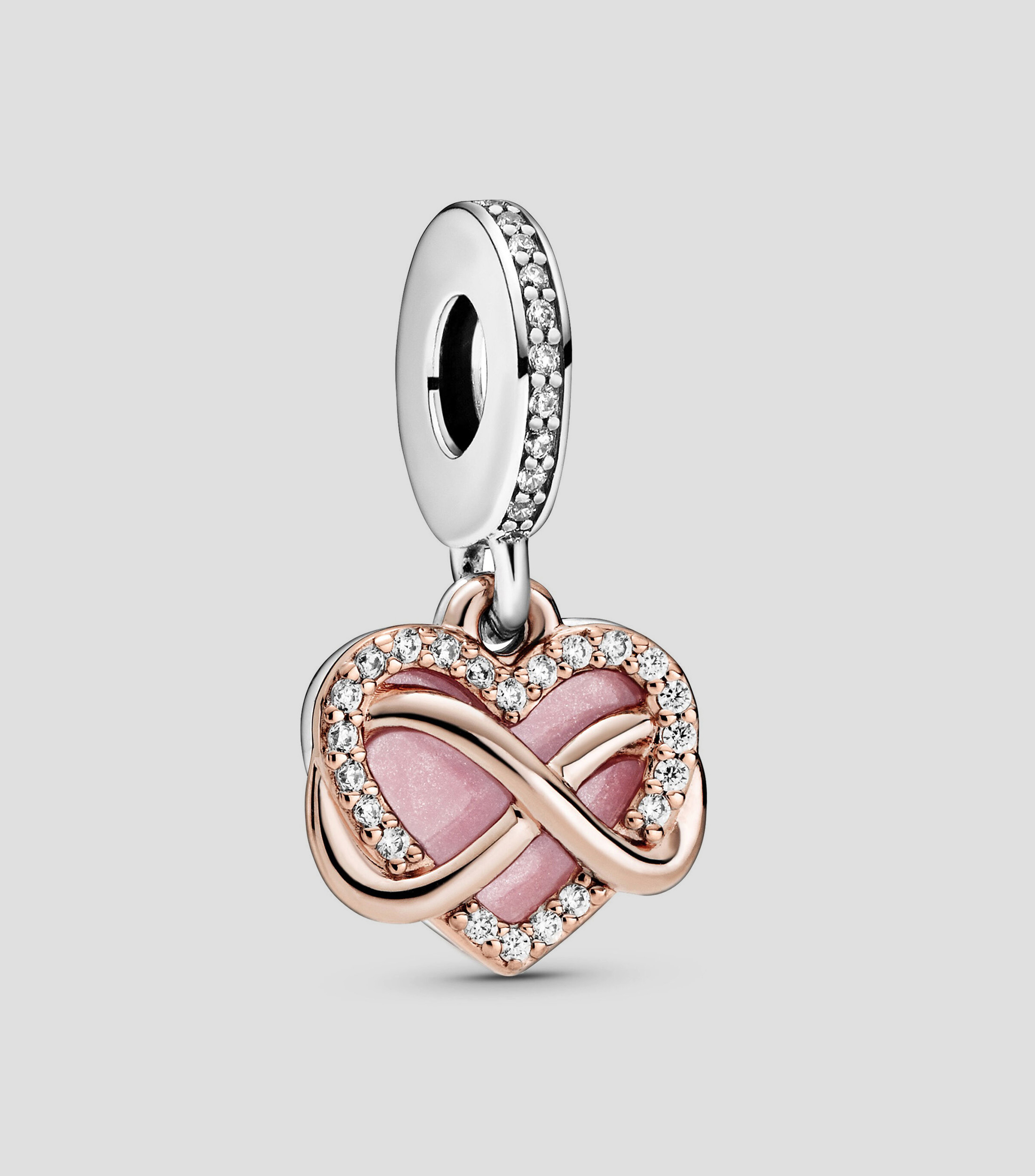 Charm en plata .925 Corazón con Infinito Resplandeciente con zirconia cubica Mujer