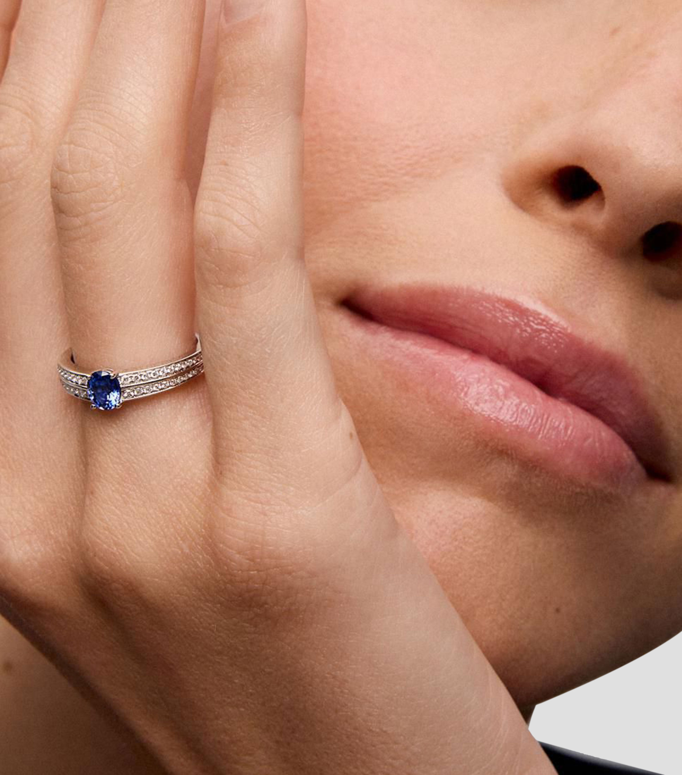 Anillo en oro Big Three con zafiro Mujer
