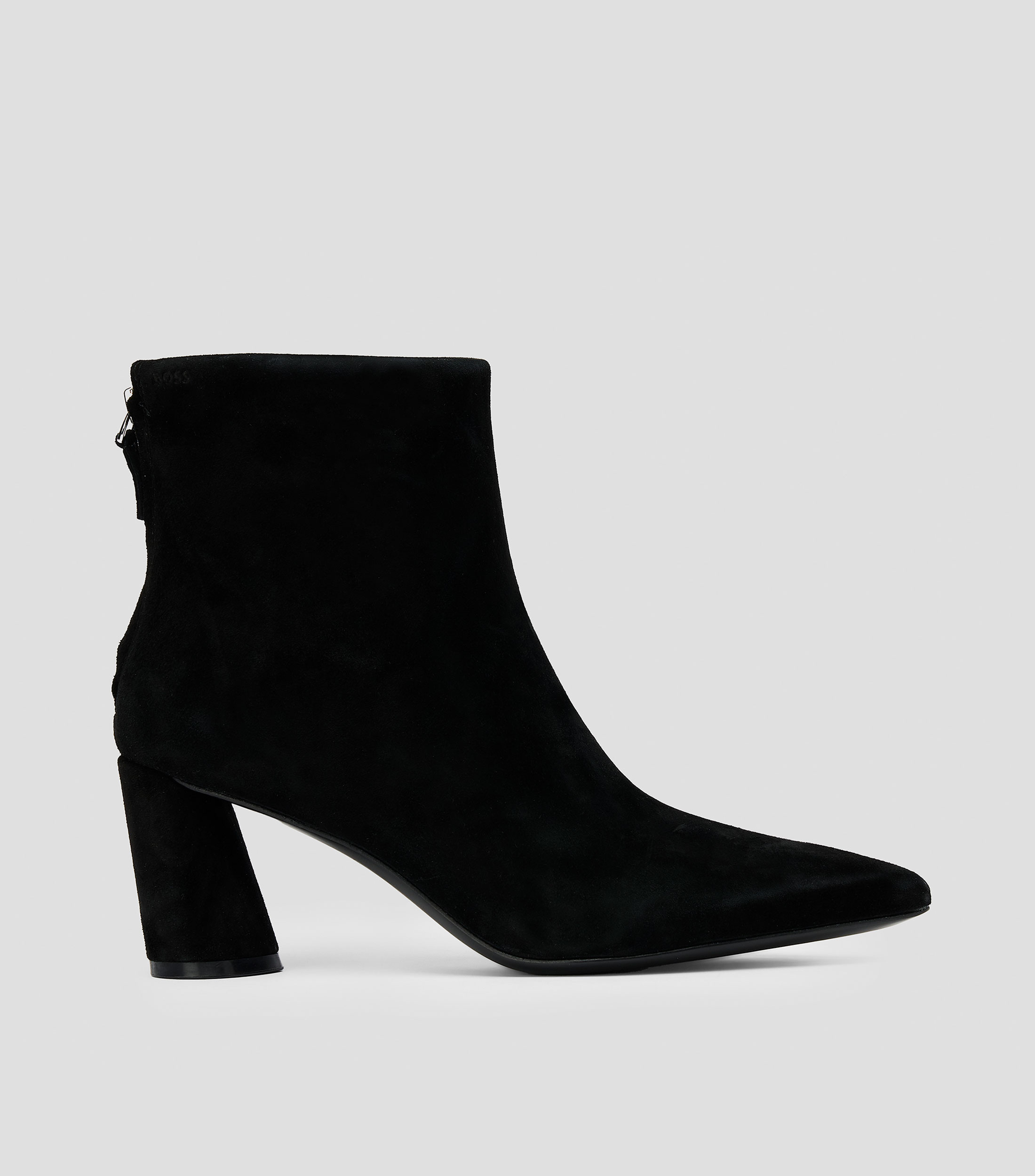 Botas corta casuales en piel con tacón medio ancho Mujer