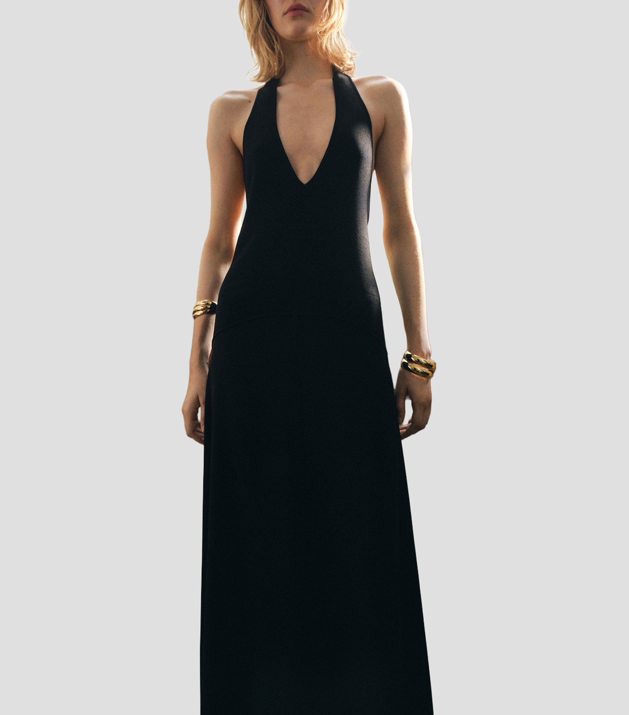 Vestido largo liso Mujer
