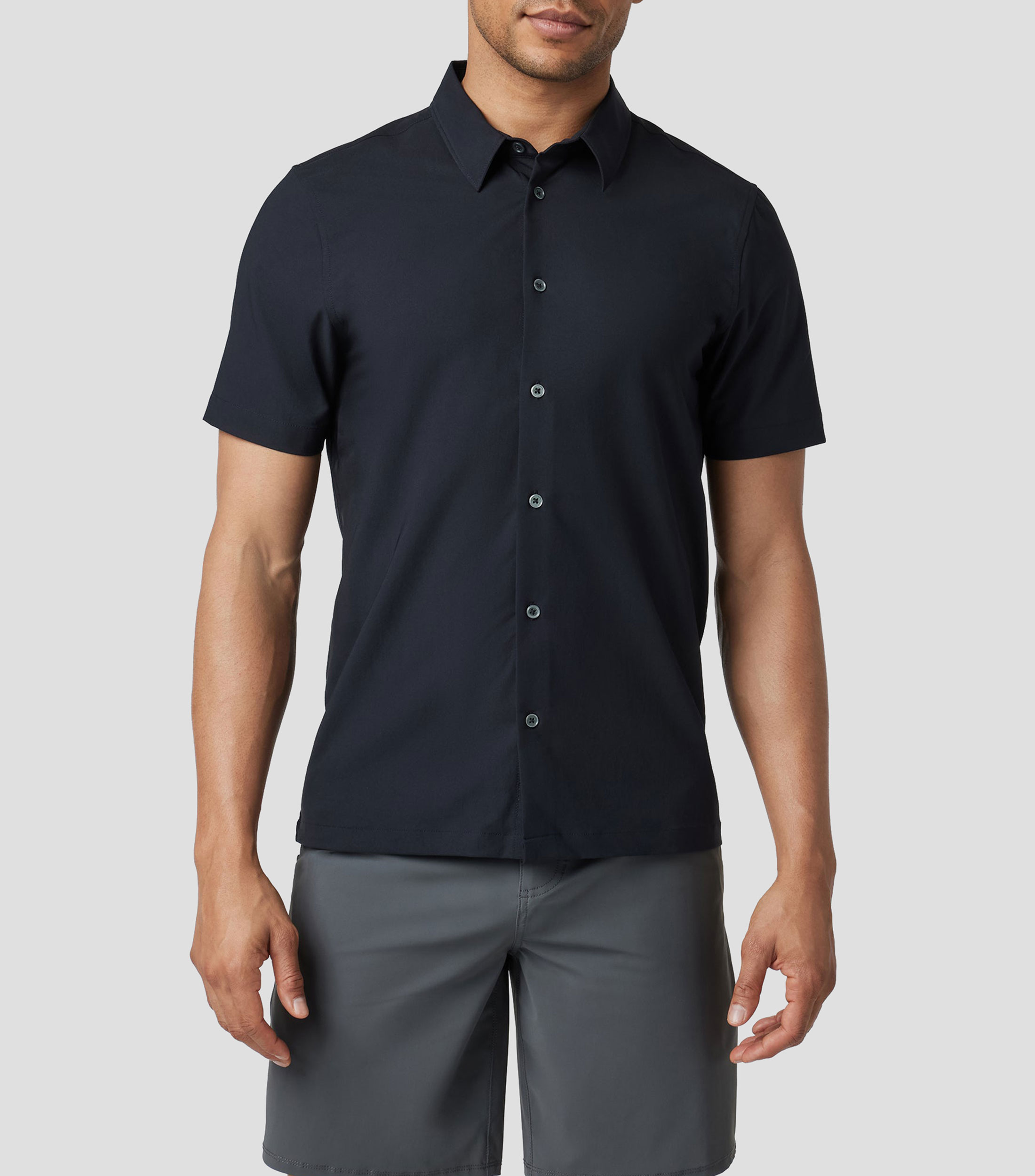 Camisa lisa manga corta Hombre