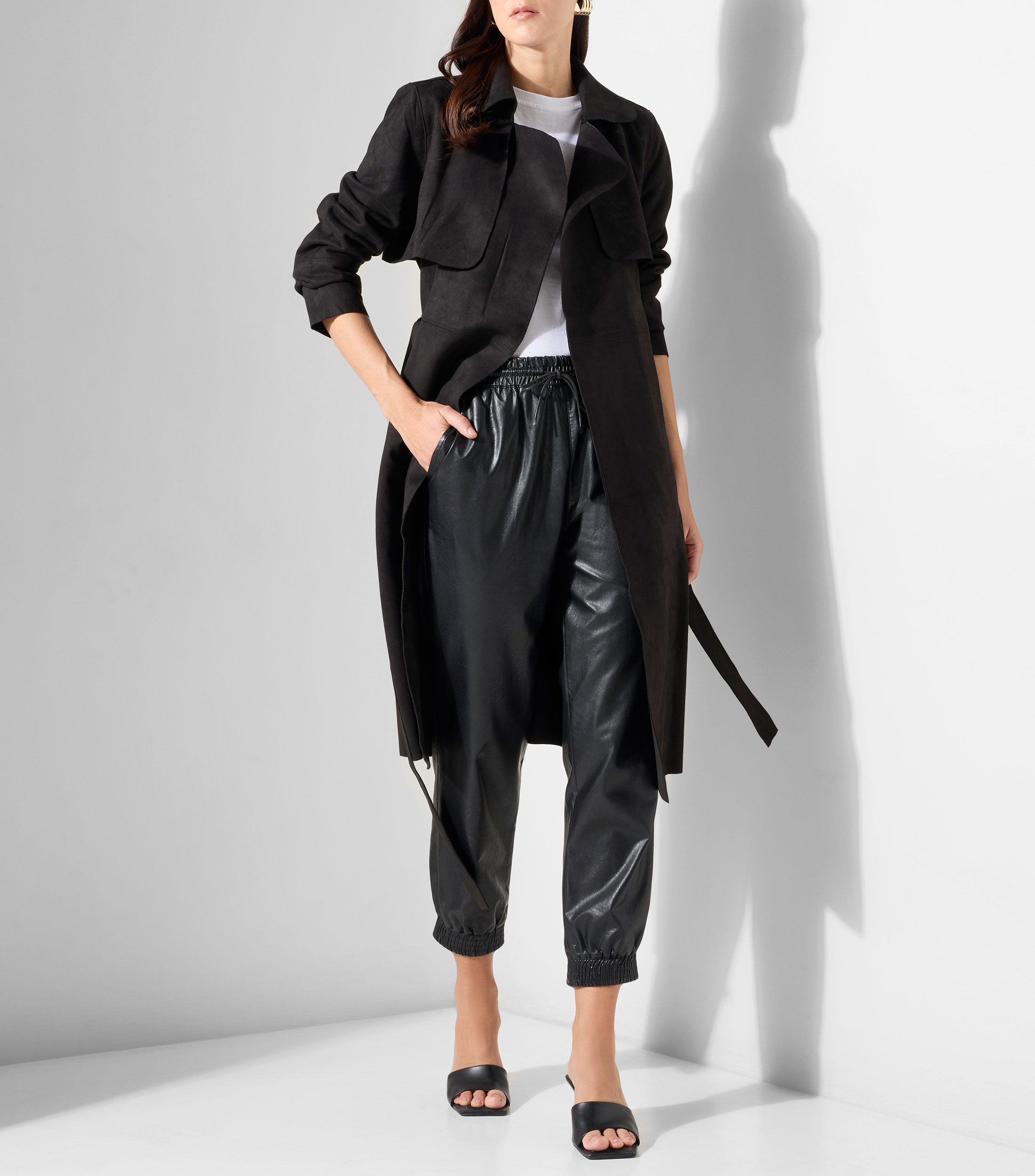 Abrigo midi con cinta Mujer