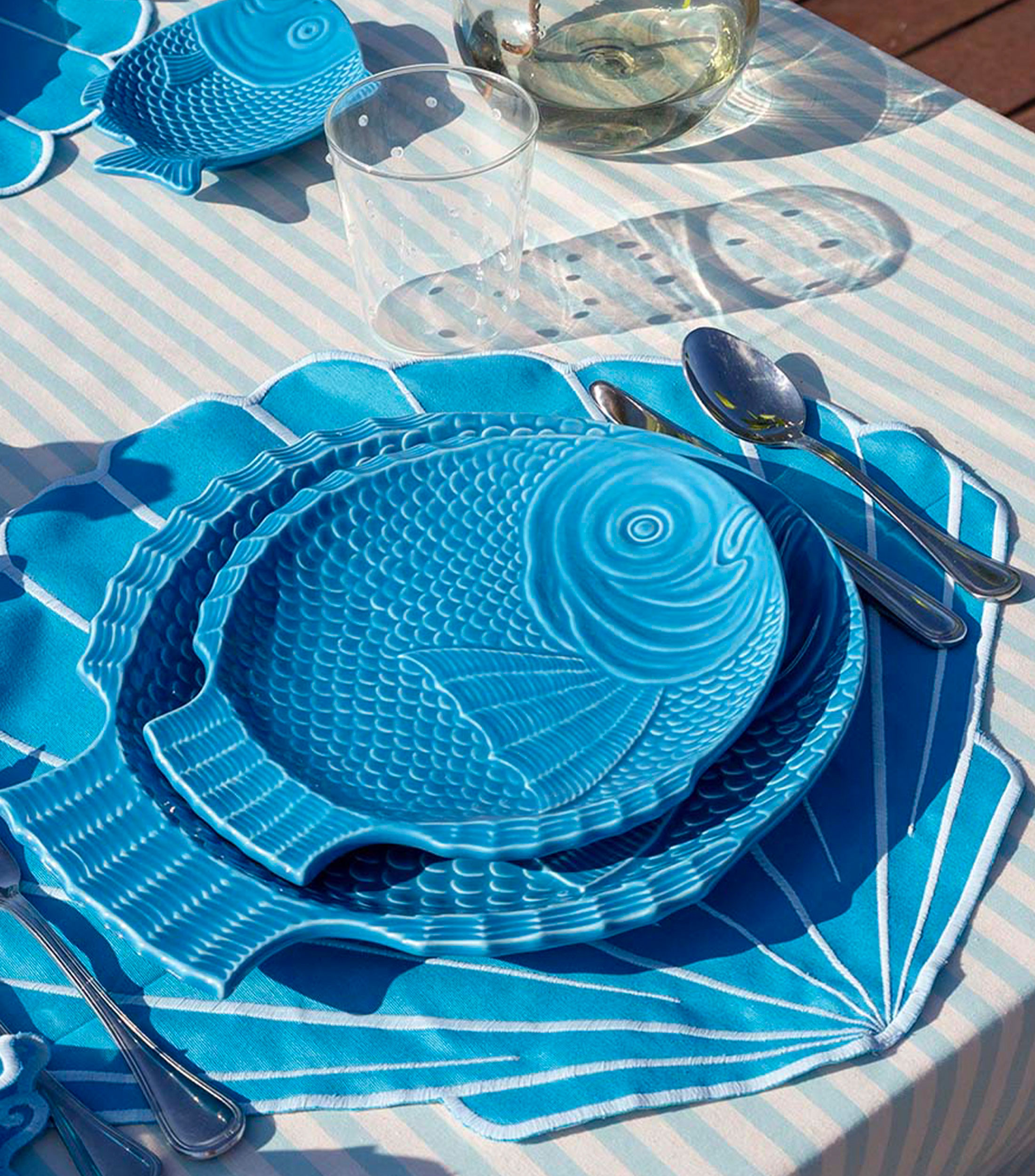 Set de 4 Platos trinche La Mar, Pez turquesa