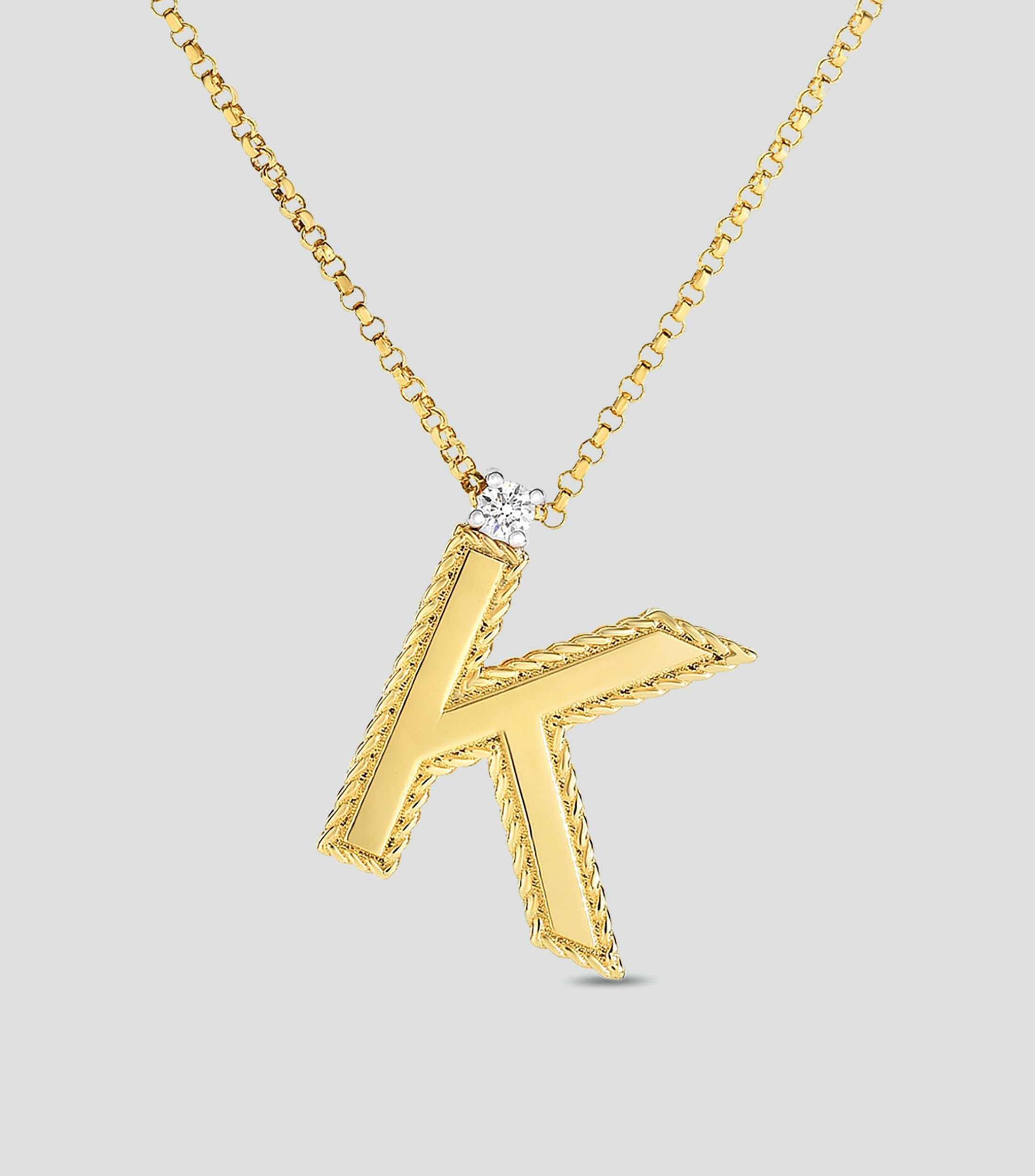 Collar letra "K" en oro amarillo de 18 Kilates con diamante Princess Mujer