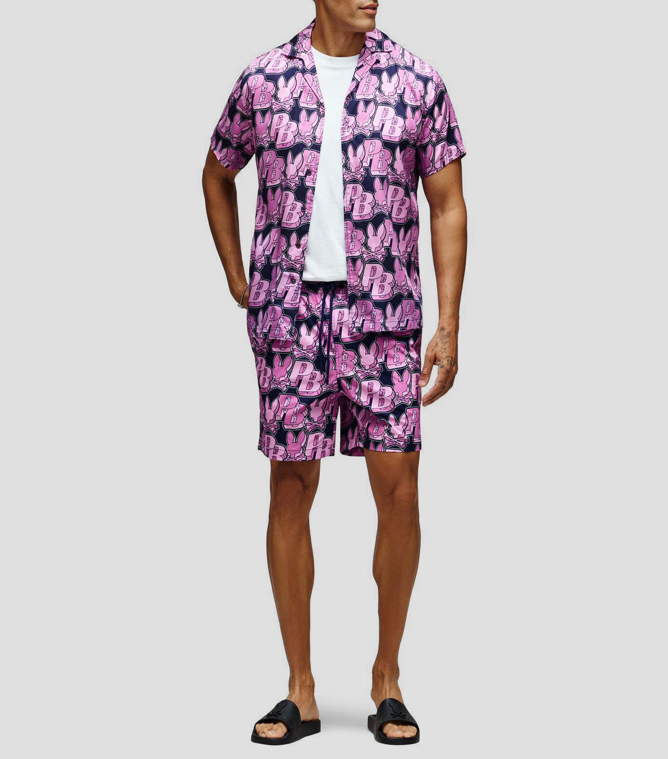 Traje de baño corto con estampado Hombre