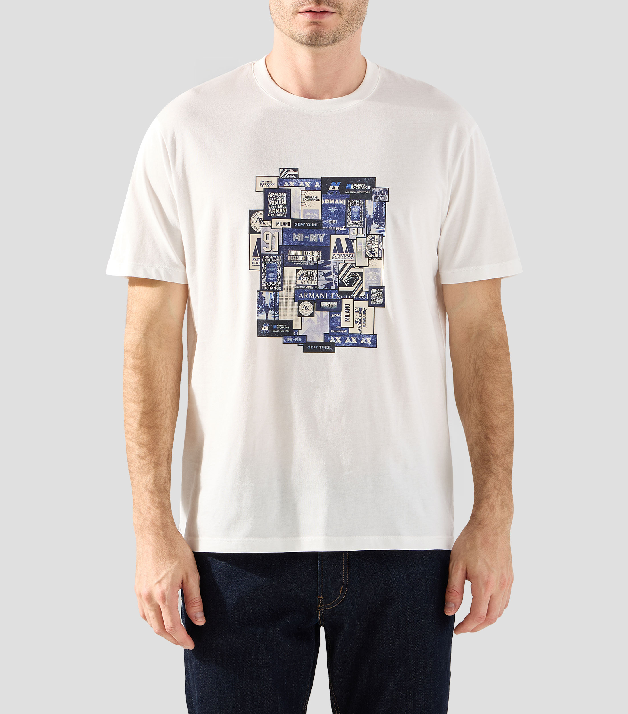 Playera cuello redondo manga corta con estampado Hombre